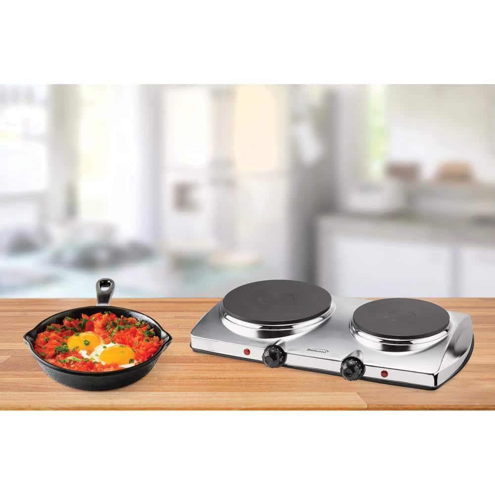 Brentwood Appliances Electric Hot Plate 2-Burner Silver Even Heat Distribution