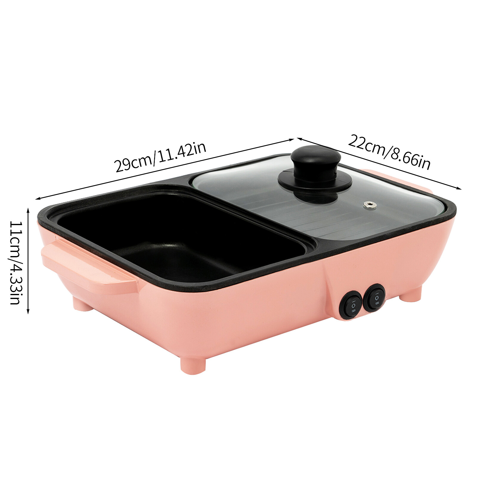 2 in 1 Portable Smokeless Electric Shabu Hot Pot BBQ Grill Non-stick Cooking Pan