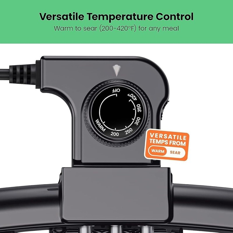 Compact Non Stick Electric Grill Adjustable Temperature Indoor Cooking 1200W New