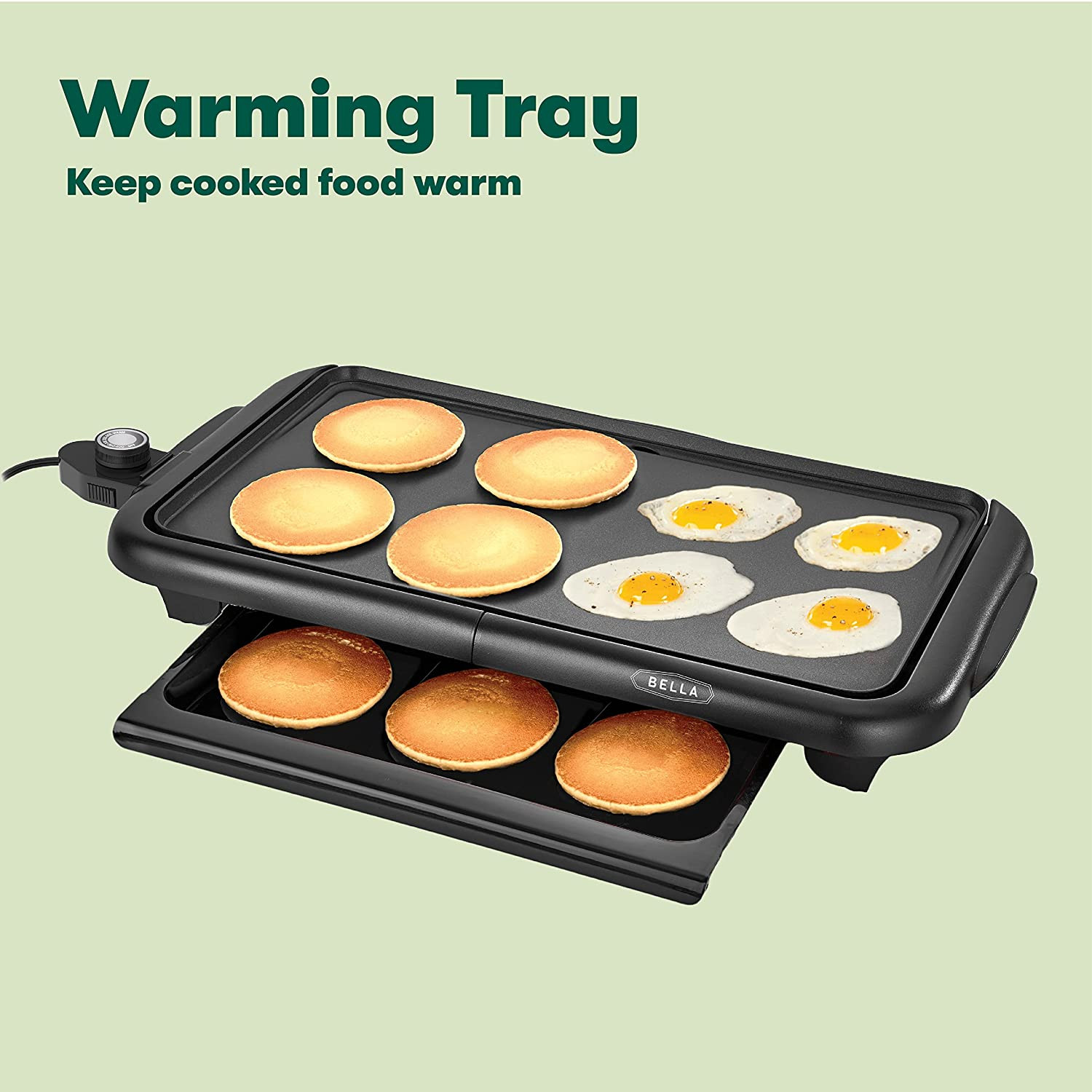 Bella Electric Griddle with Warming Tray – Smokeless Indoor Grill, Nonstick Surf