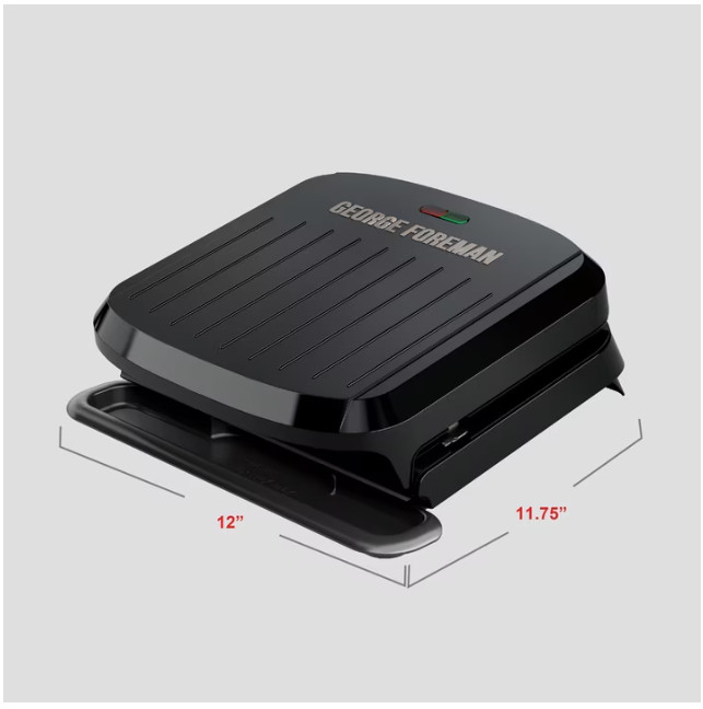George Foreman 4-Serving Electric Grill Panini Press Removable Plates