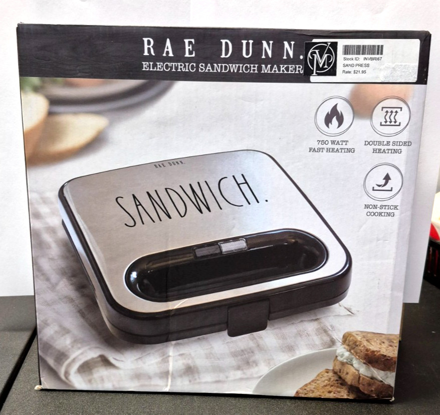 RAE DUNN Electric Sandwich Maker – Sandwiches, French Toast, Omelets & More! NEW