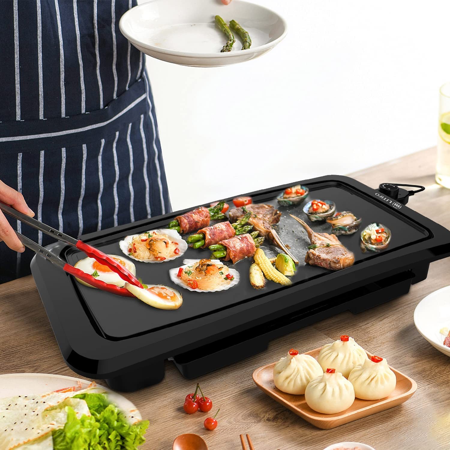 LITIFO Electric Griddle Indoor, 1450W Nonstick Extra Large BBQ Griddle Pan