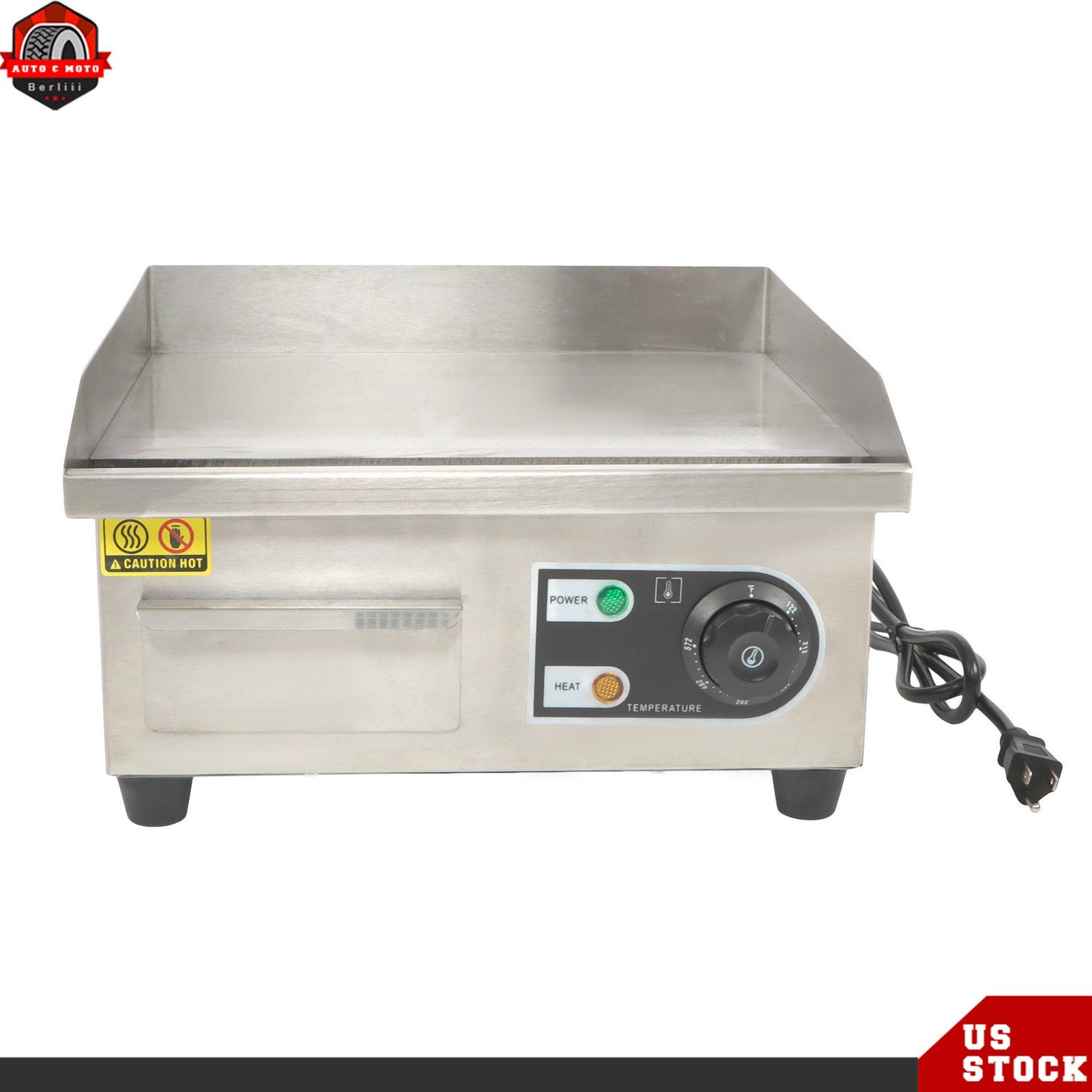 14 Inch 1500W Commercial Electric Griddle Countertop Flat Top Grill 122℉-572℉