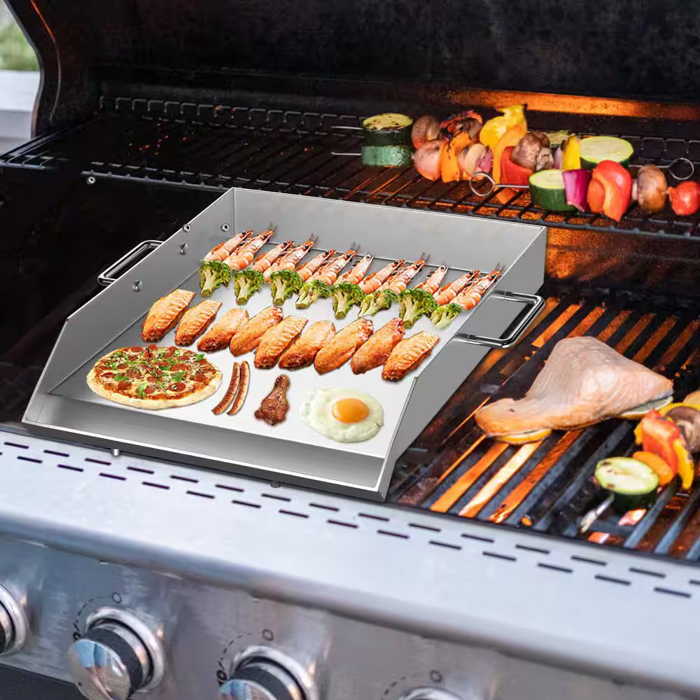 Stainless Steel Griddle 18 In. X 16 In. Universal Flat Top Rectangular Grills wi