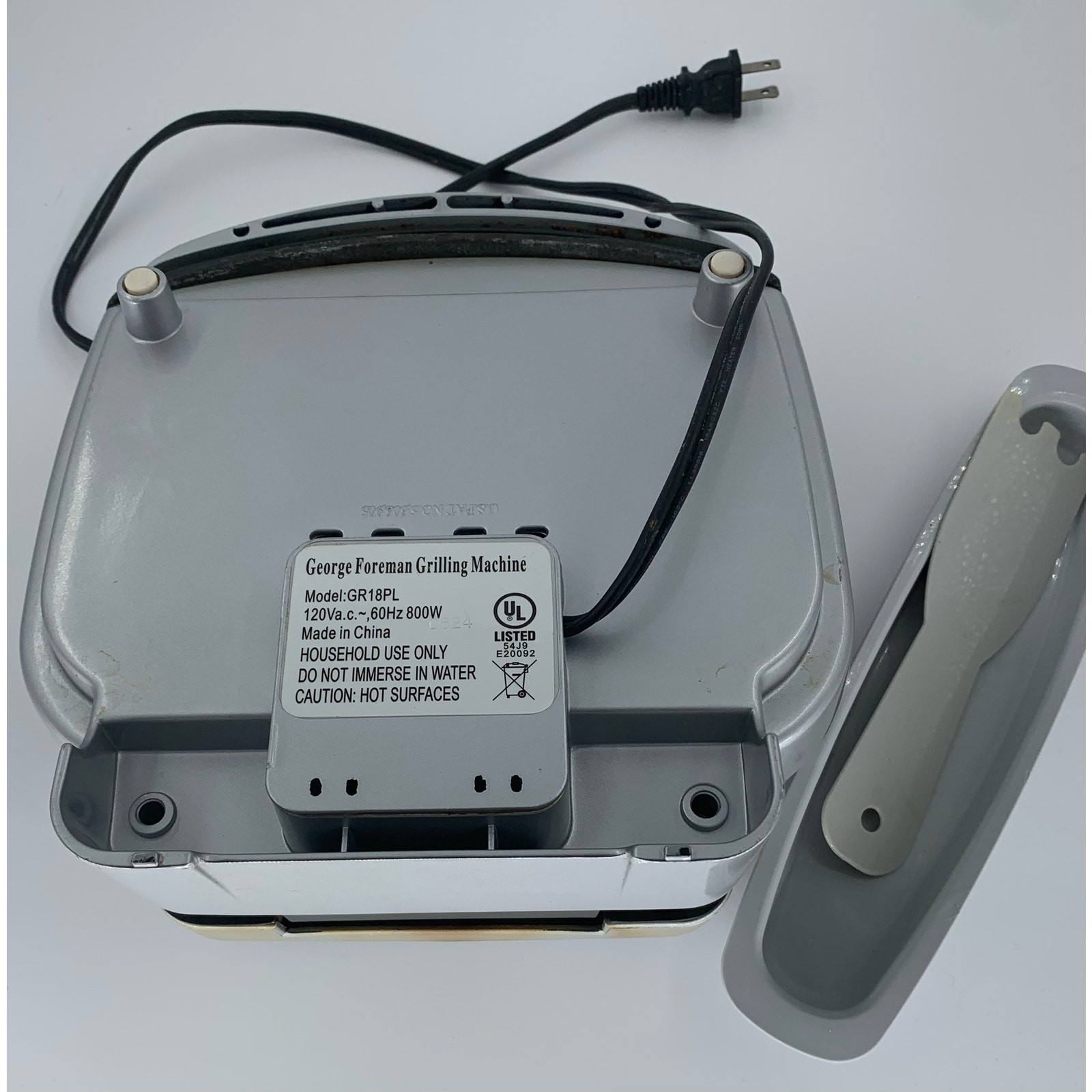 George Forman Grill Lean Mean Machine Drip Tray Scrapper Silver Gray Electric