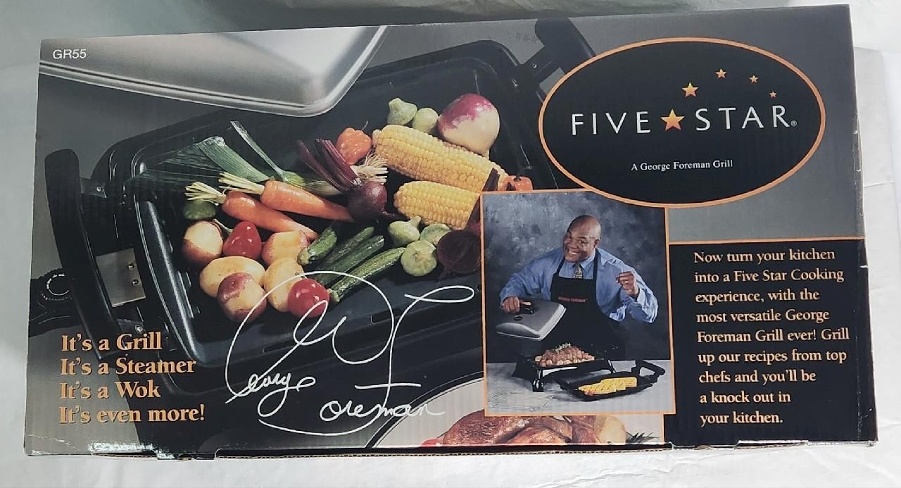 New George Foreman GR55 Five Star Indoor Grill/Steamer/Wok Combo Unit