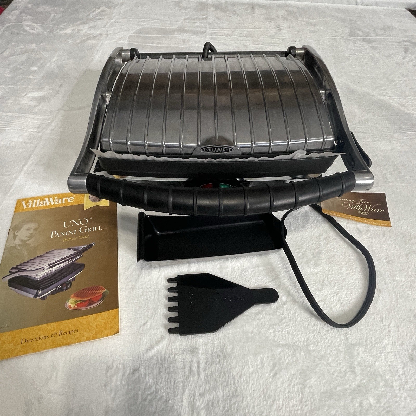Villaware Uno Panini Grill Sandwich Commercial Style Pro Press Design 2160 EUC