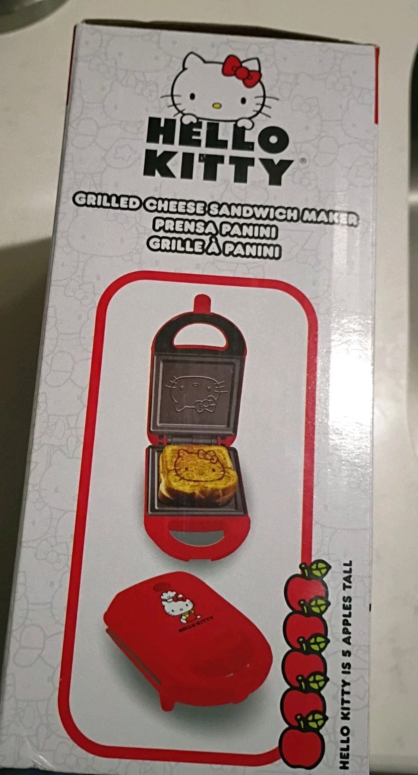 Hello Kitty Grilled Cheese Maker New in box Non-Stick Sandwich Press