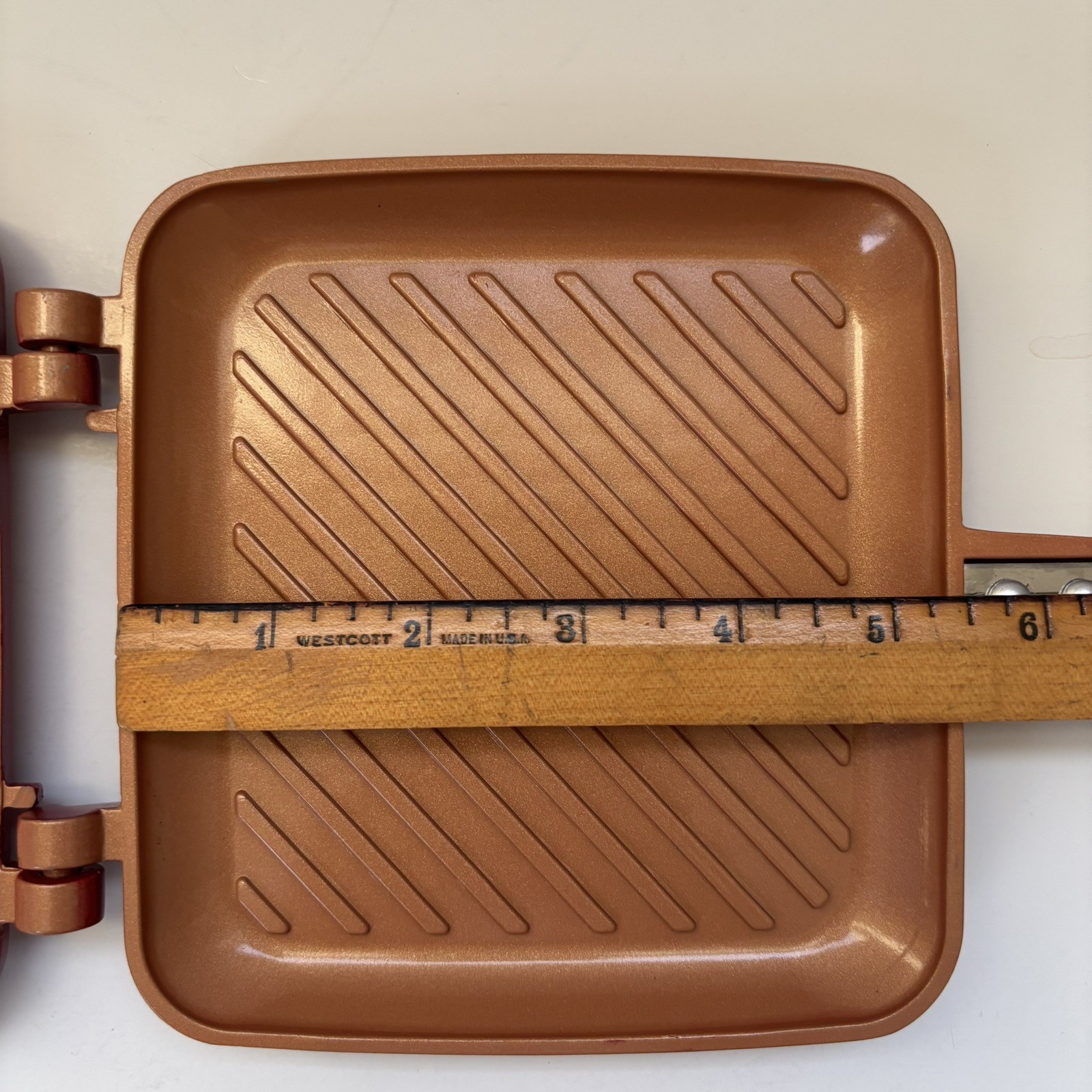 Red Copper Flipwich Non-Stick Stovetop Panini & Sandwich Maker New Open Box