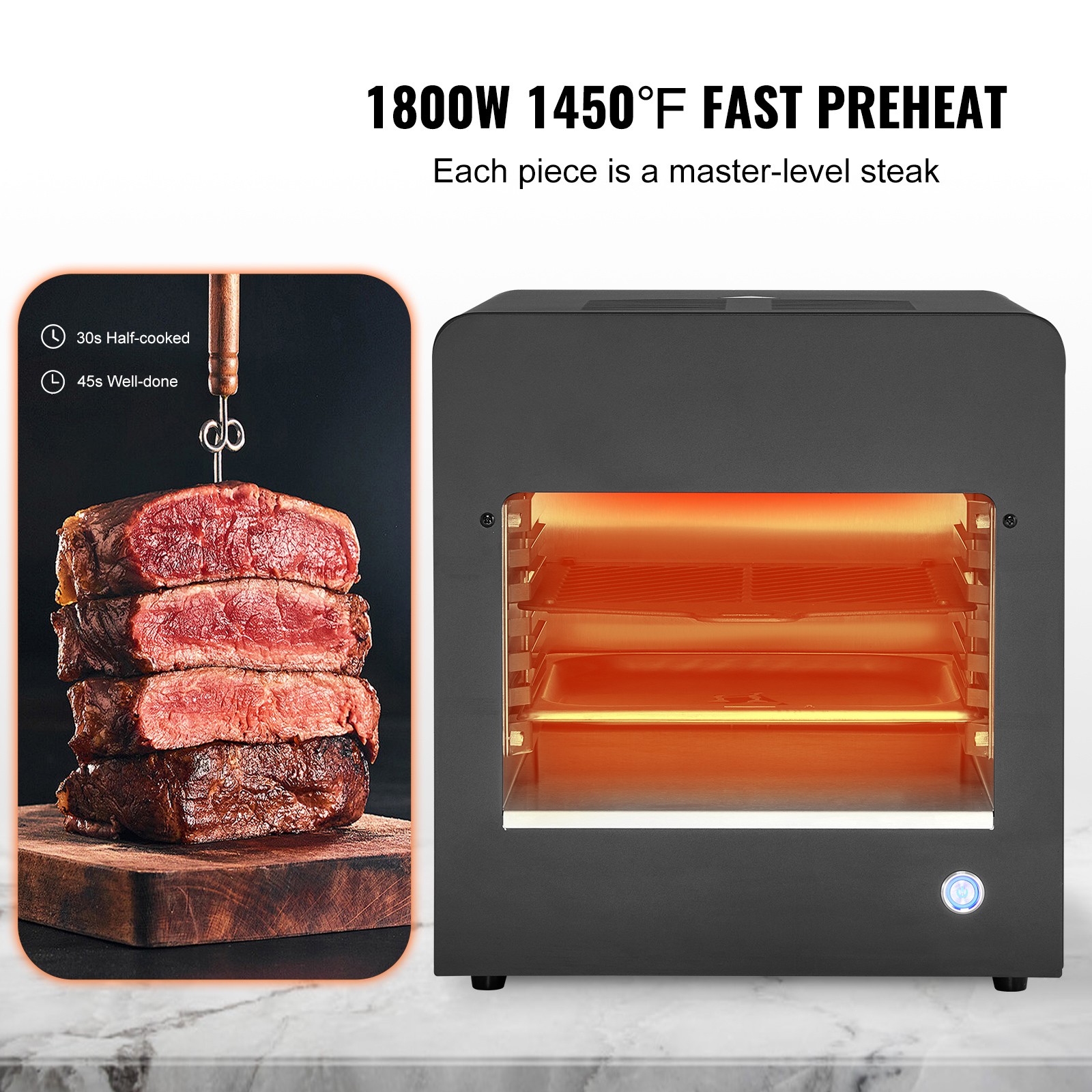 Uimoso Electric Steak Grill 1800W Smokeless Infrared Broiler Stainless Steel
