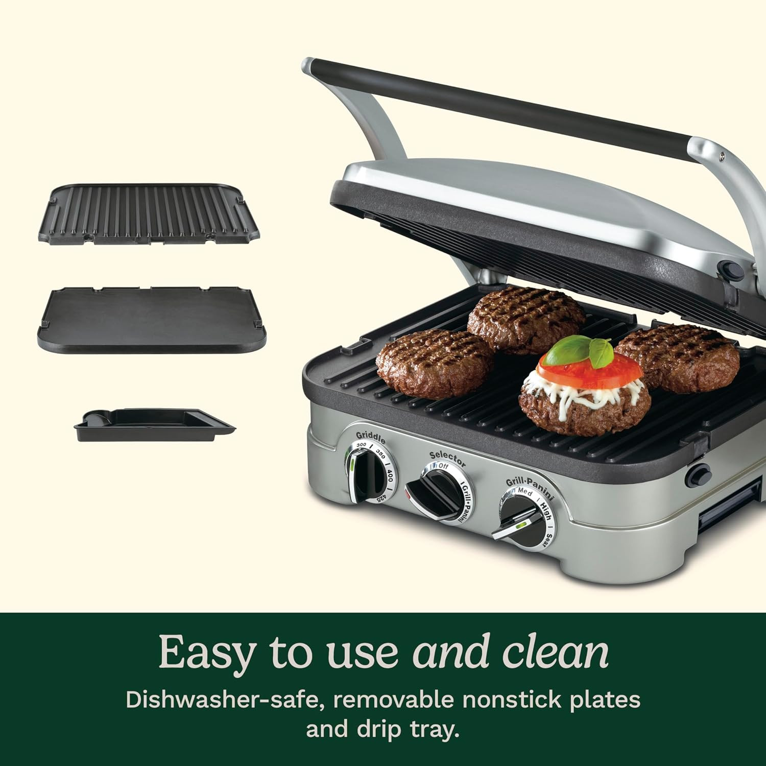 Griddler Indoor Grill, Panini Press, Sandwich Maker & More, 5-In-1 Grilling, Dis