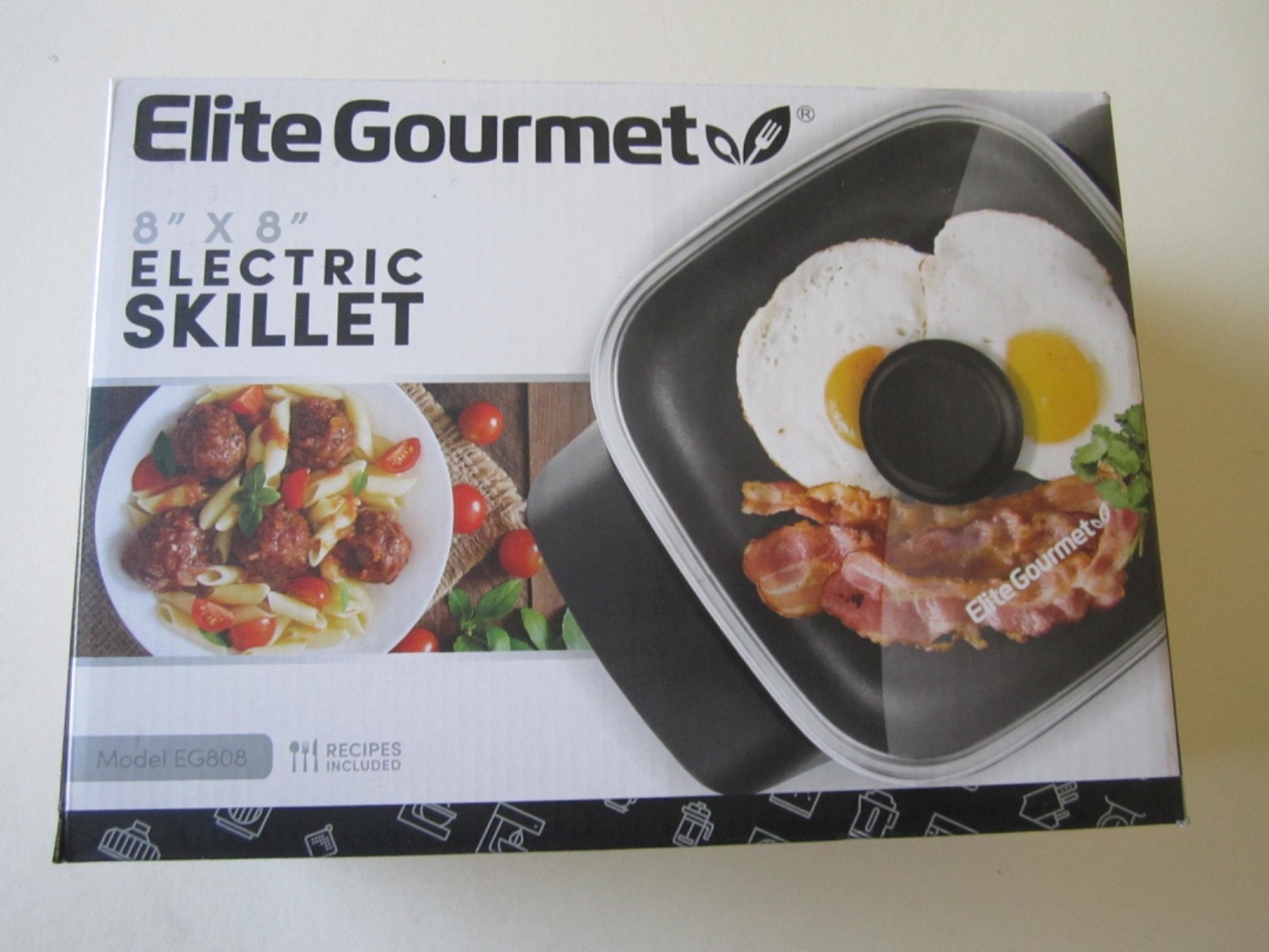 NEW! “ELITE GOURMET” 8″ X 8″ ELECTRIC SKILLET – MODEL EG808