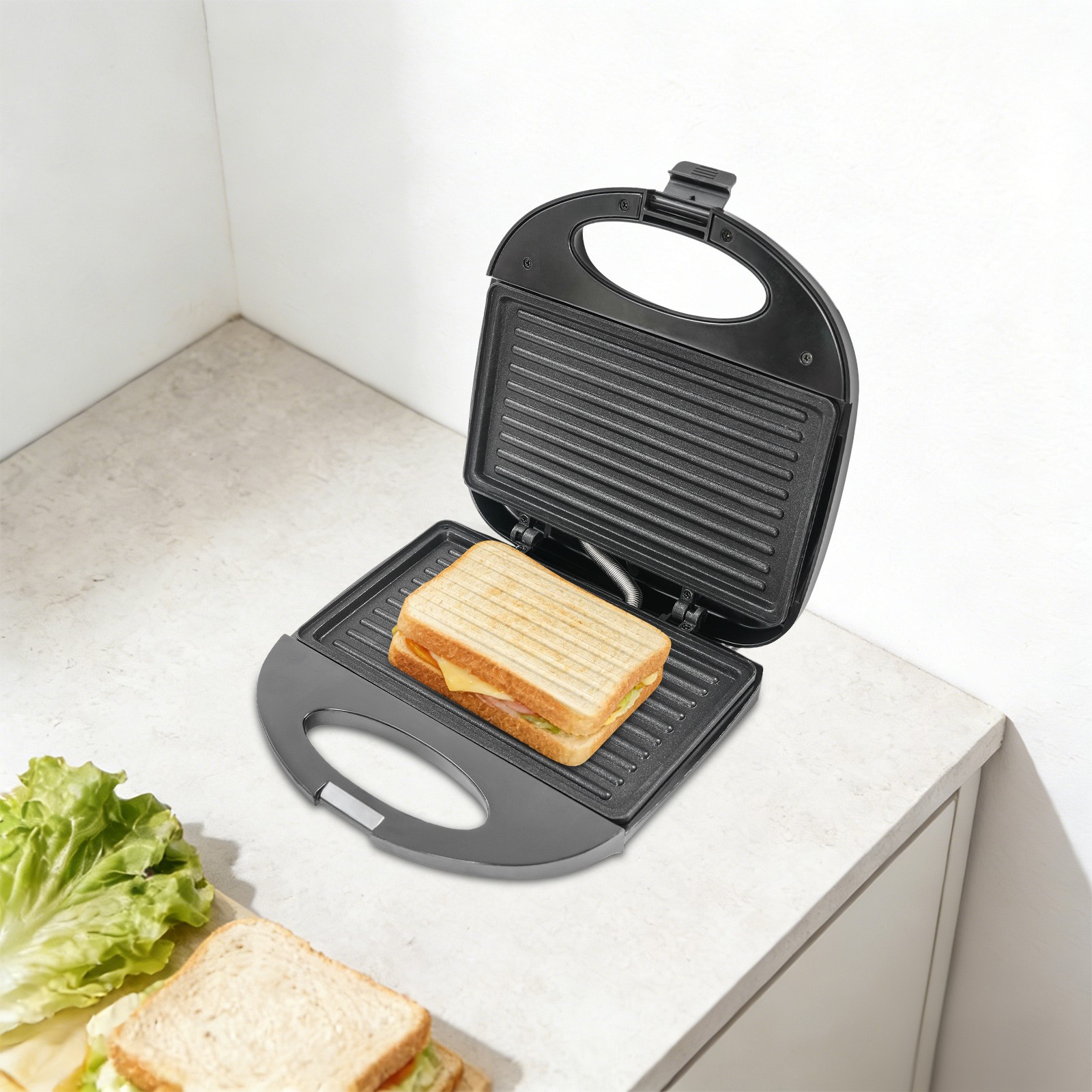 Sandwich Steak Maker Commercial Electric Grill Panini Press Griddle Plate 900W