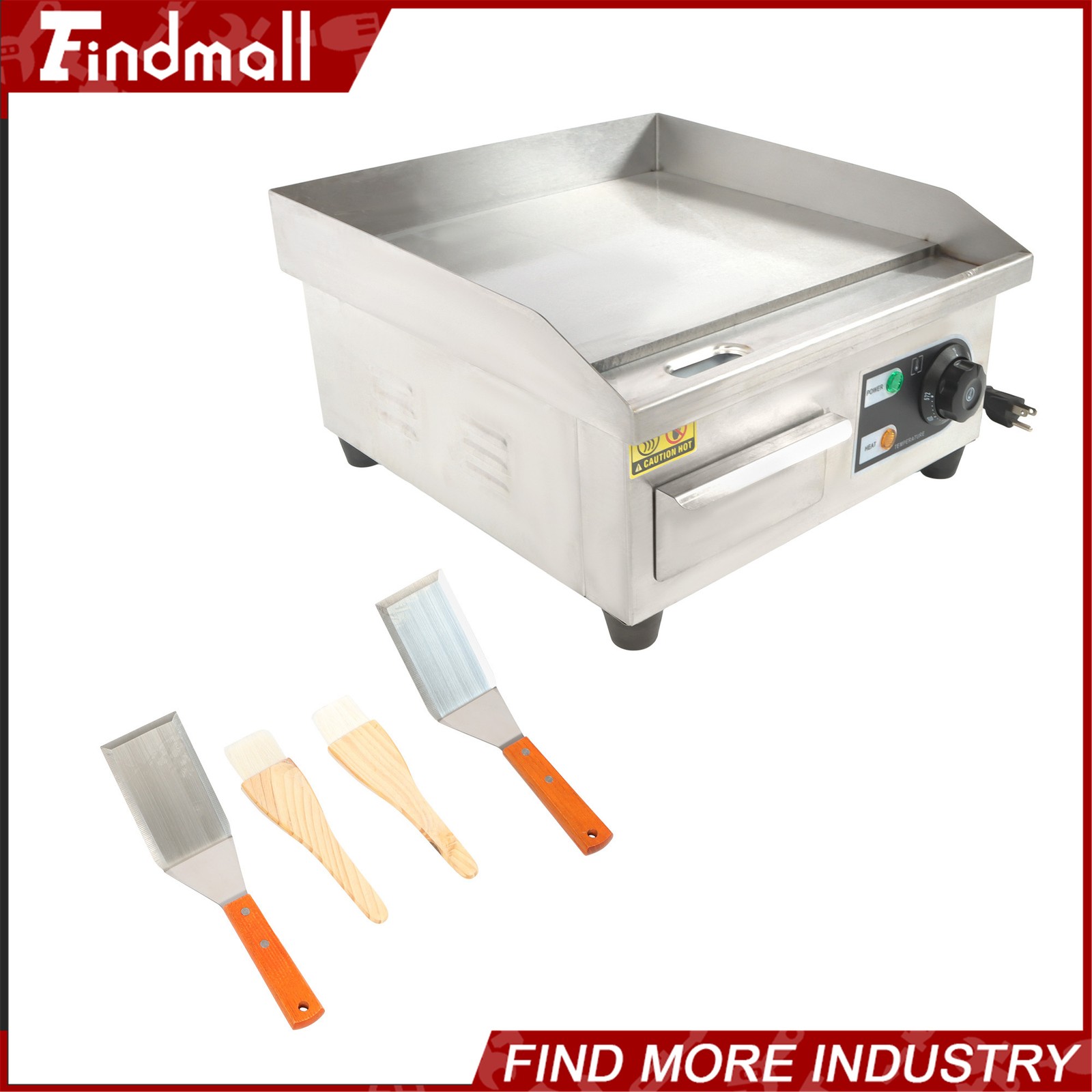14″ Commercial Electric Griddle 1500 W Countertop Flat Top Grill 122℉-572℉