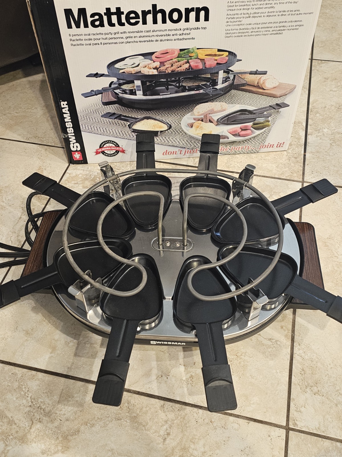 SWISSMAR MATTERHORN RACLETTE REVERSIBLE GRILL PARTY GRILL FOR 8