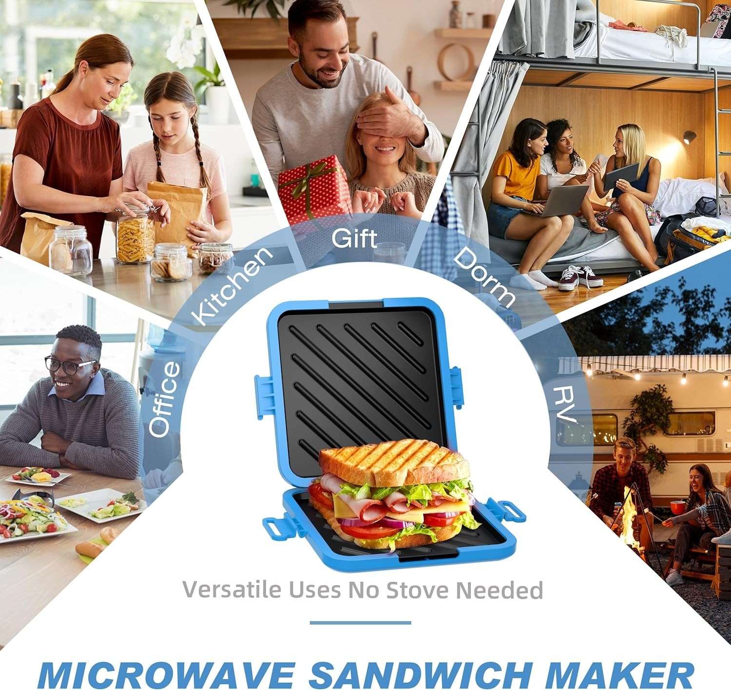 Microwave Sandwich Maker for Quick Grilled Cheese and Paninis in 5 Minutes