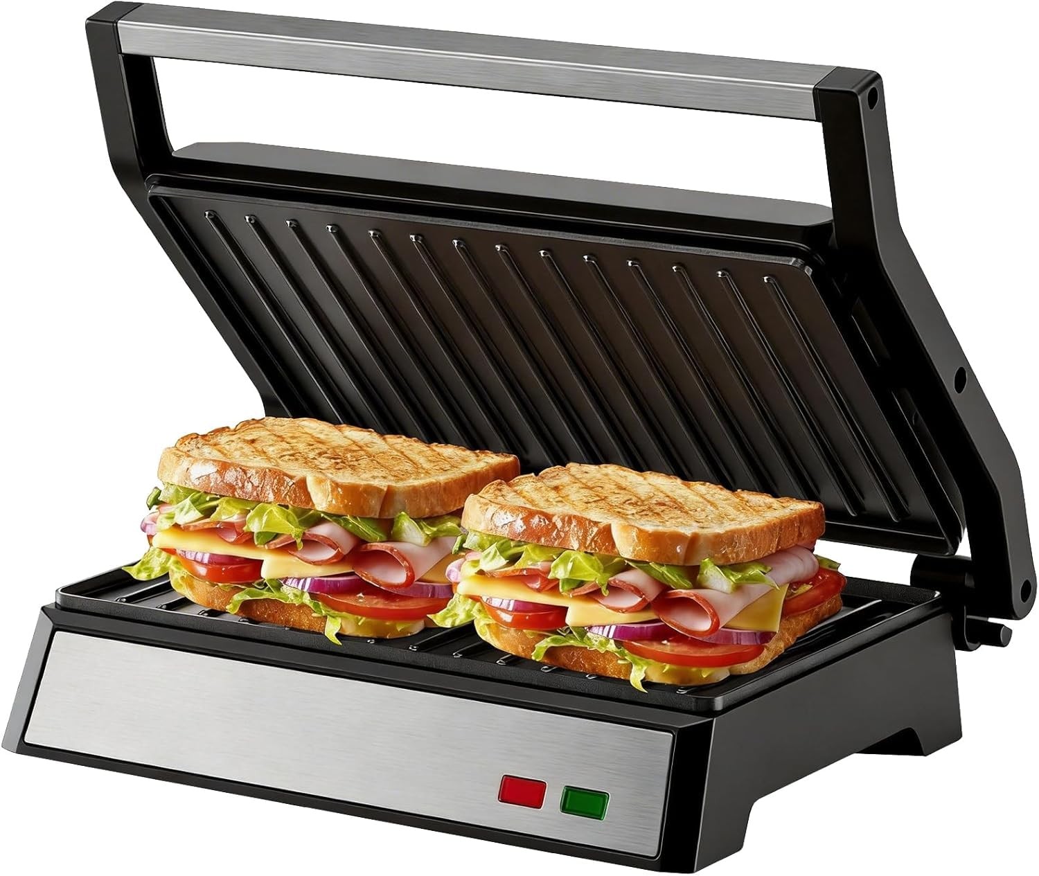 Panini Press Grill, Standard 2-Slice Sandwich Maker with Non-Stick Plates, 12…