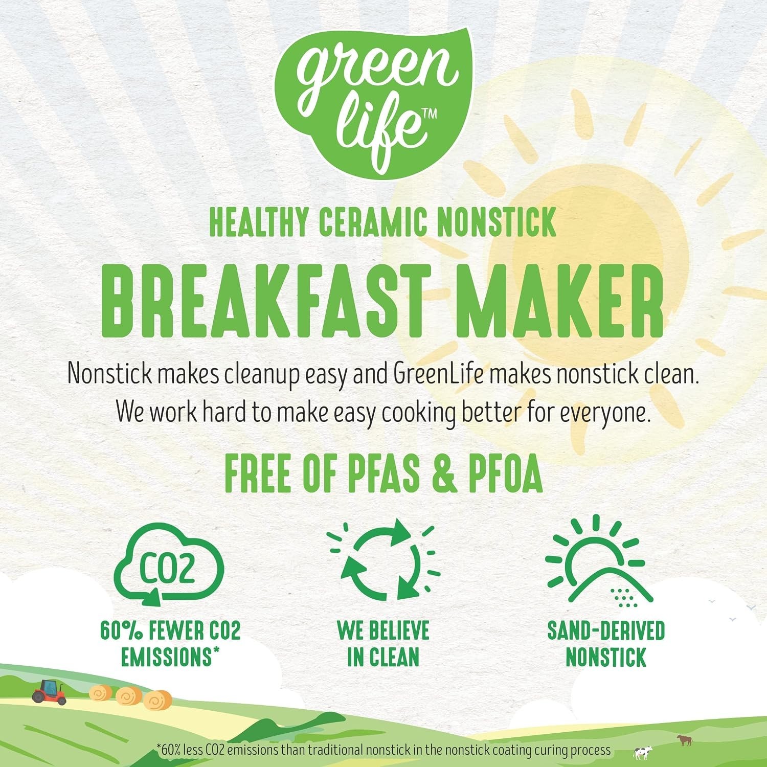 3-in-1 Breakfast Station, Healthy Ceramic Nonstick Griddles