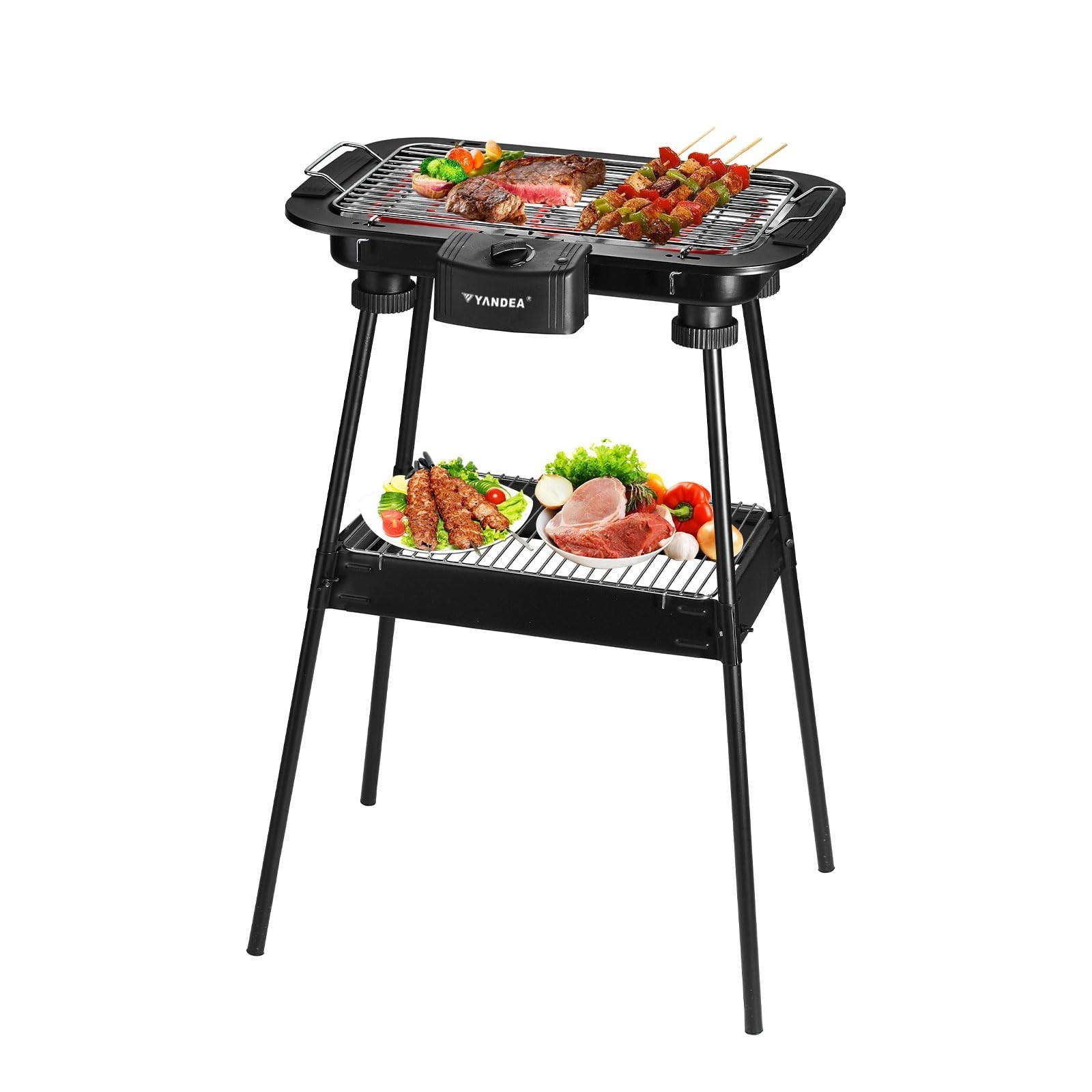 Smokeless Electric Grill for Indoor/Outdoor Cooking, Portable BBQ with Removable