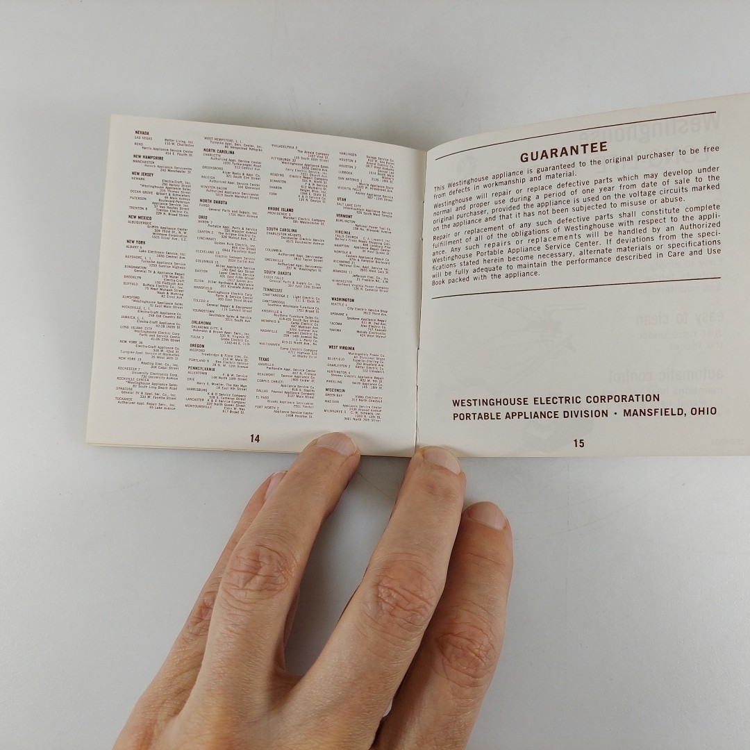 Westinghouse Non-Stick Griddle Model HG 10 User Manual & Recipe Booklet