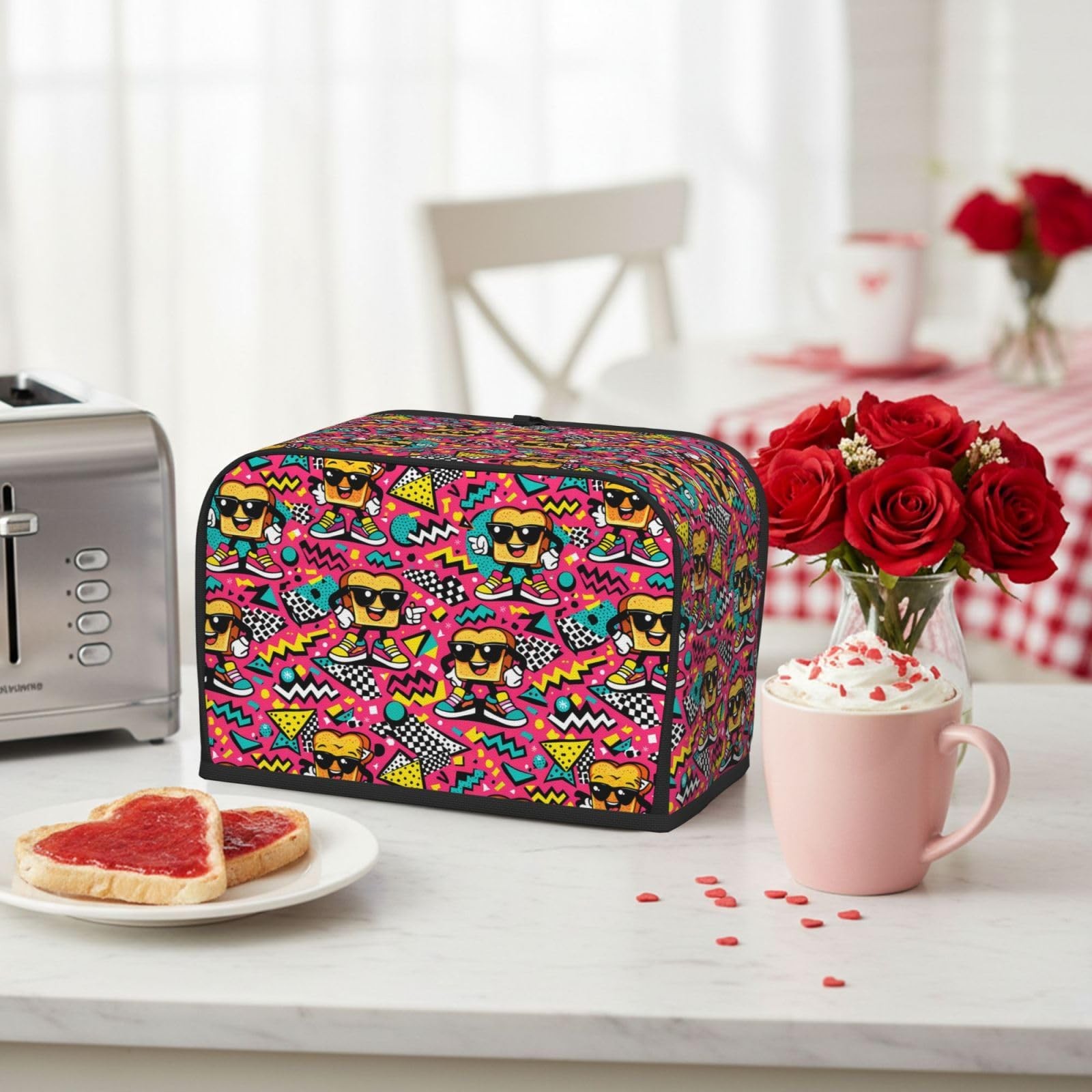 NeuKim 2 Slice Toaster Cover Retro 2 Slice, 90s Pop Art Toast Pattern
