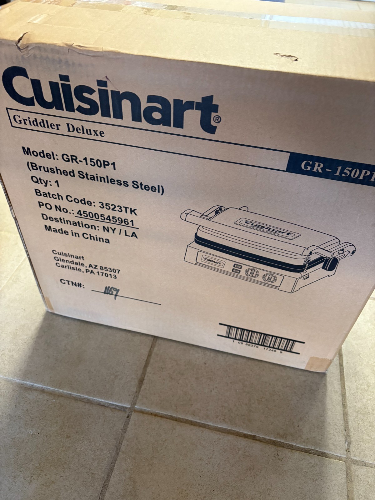 GR-150P1 Deluxe Electric Griddler Stainless Steel New In Box
