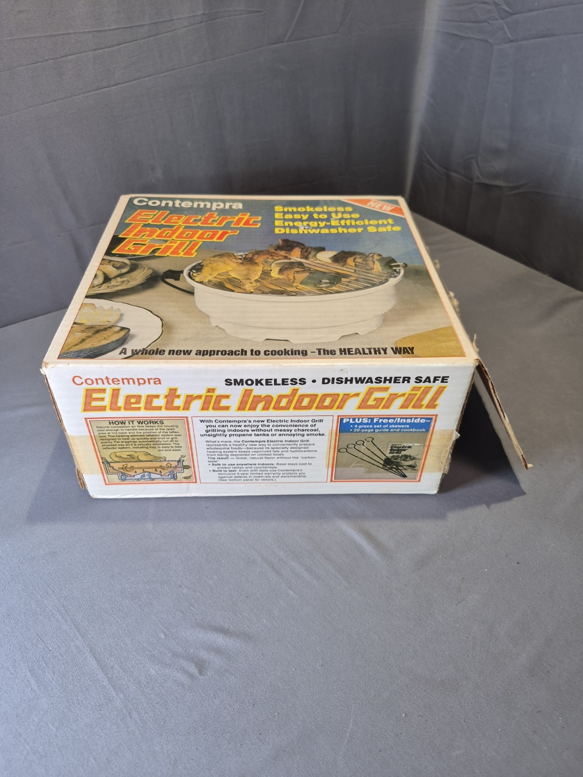 Vintage CONTEMPRA Electric Indoor Grill Vanilla White Great Condition!