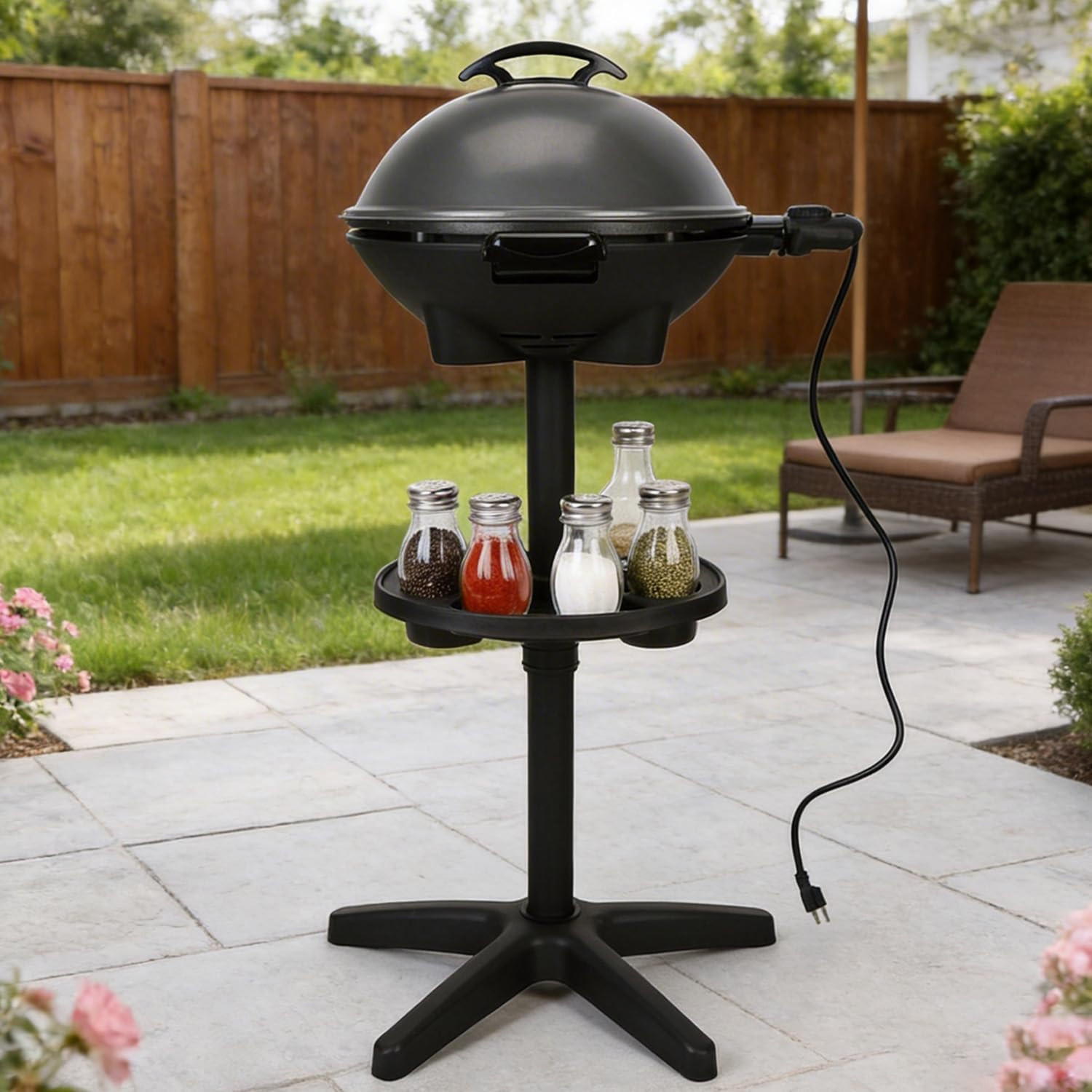 2-In-1 Electric Grill & Portable BBQ with Non-Stick Pan – Gray
