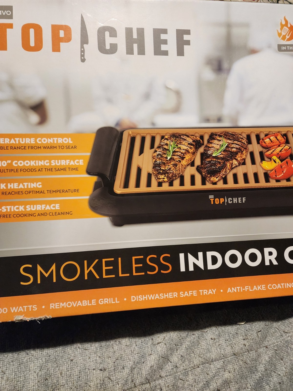 Top Chef Smokeless Electric Indoor Grill 1200 Watts New In Box