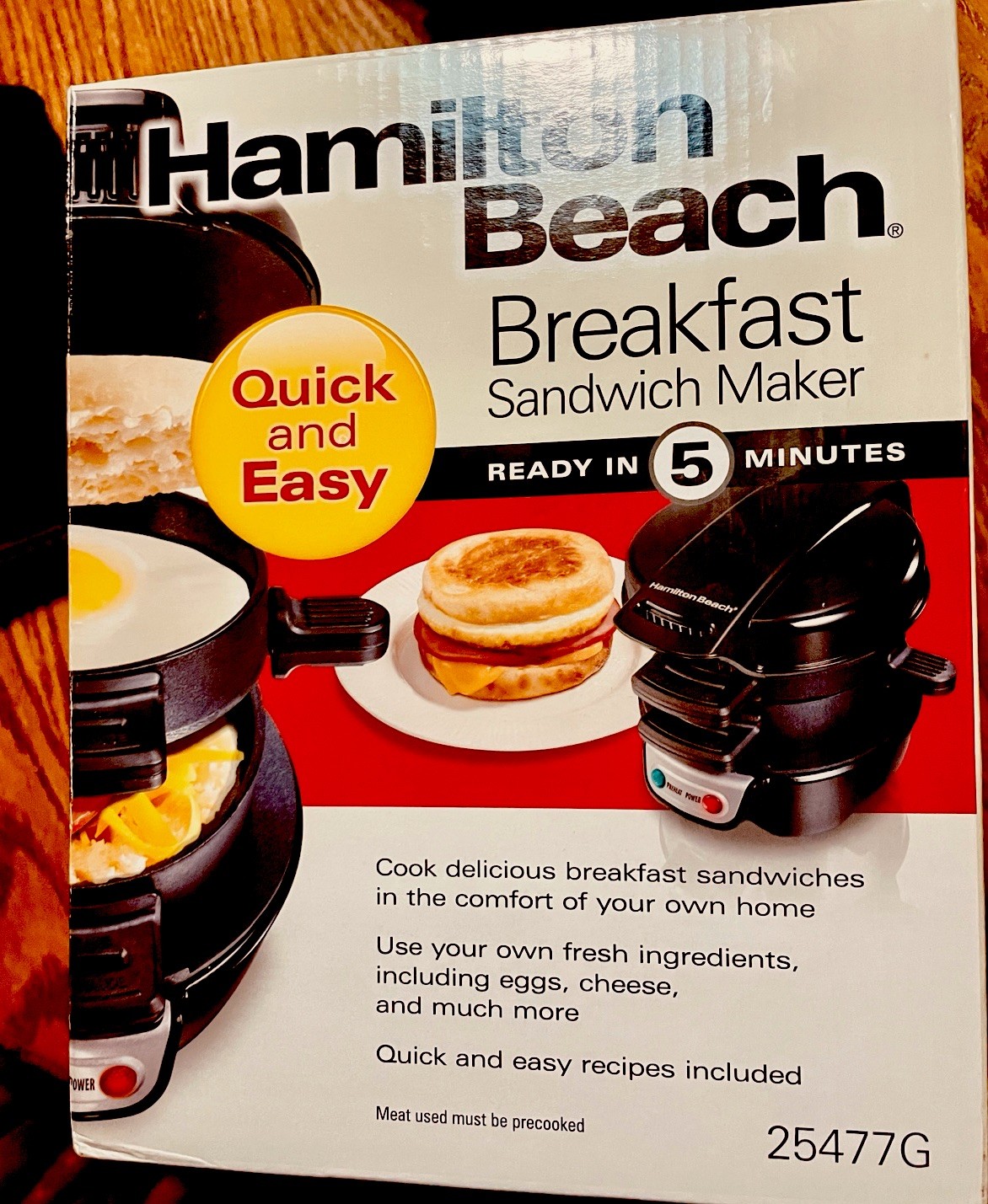 Hamilton Beach 25477G Breakfast Sandwich Maker – Black NEW *