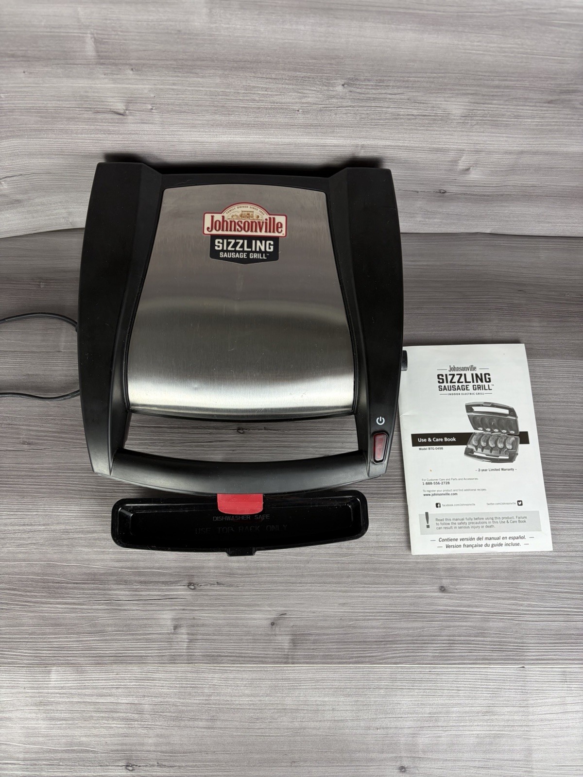 Johnsonville Sizzling Sausage Grill Indoor Electric BTG-0498 With Drip Tray