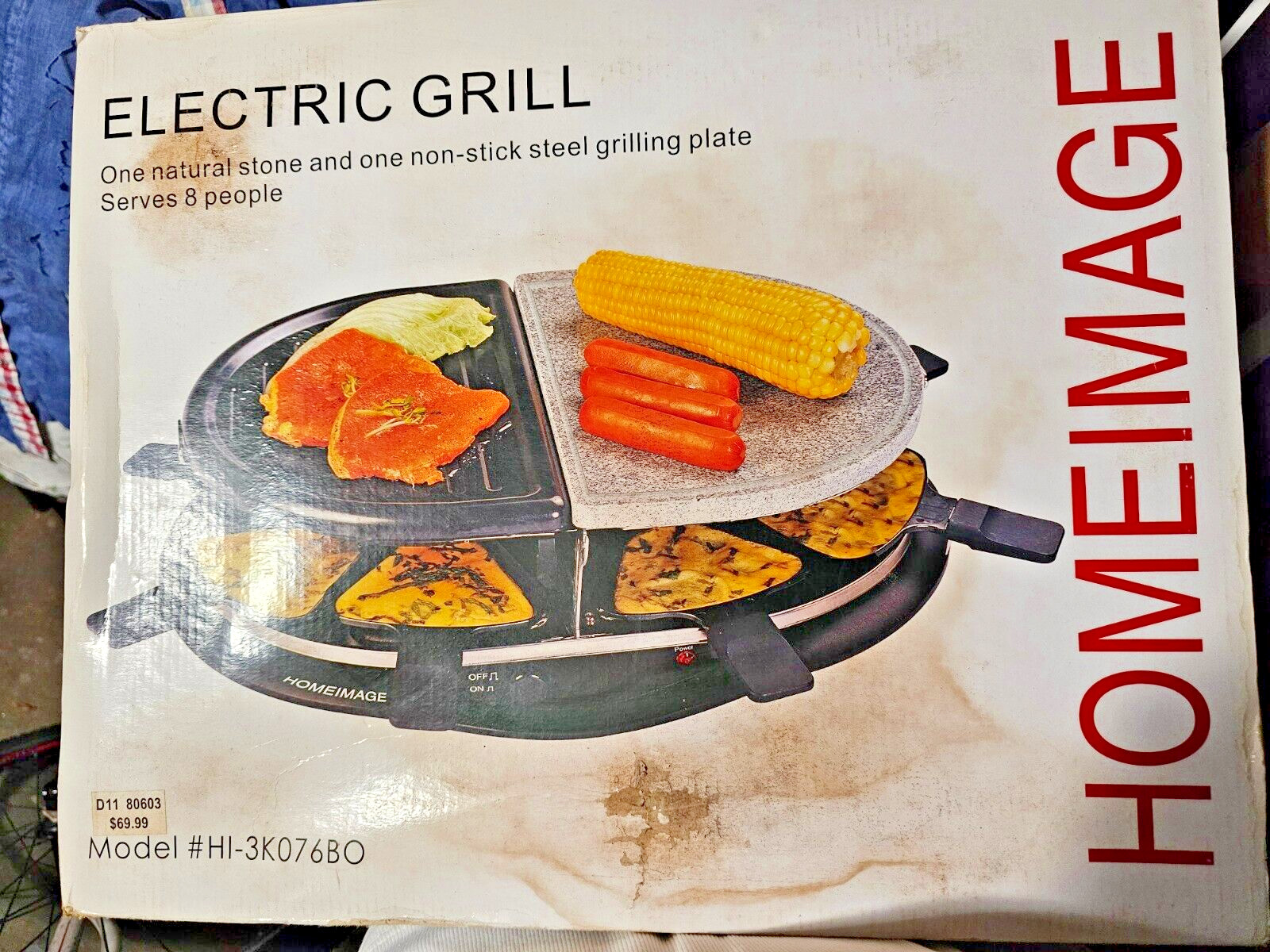 HOMEIMAGE Electric Grill Non-Stick Steel Grilling Plate Model #HI-3K076BO / NEW