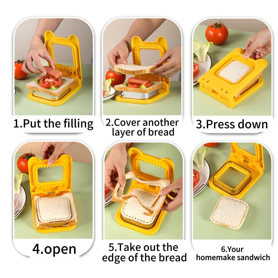 Sandwich Cutter and Sealer, Square Pocket Sandwiches Cutter Uncrustables Make…
