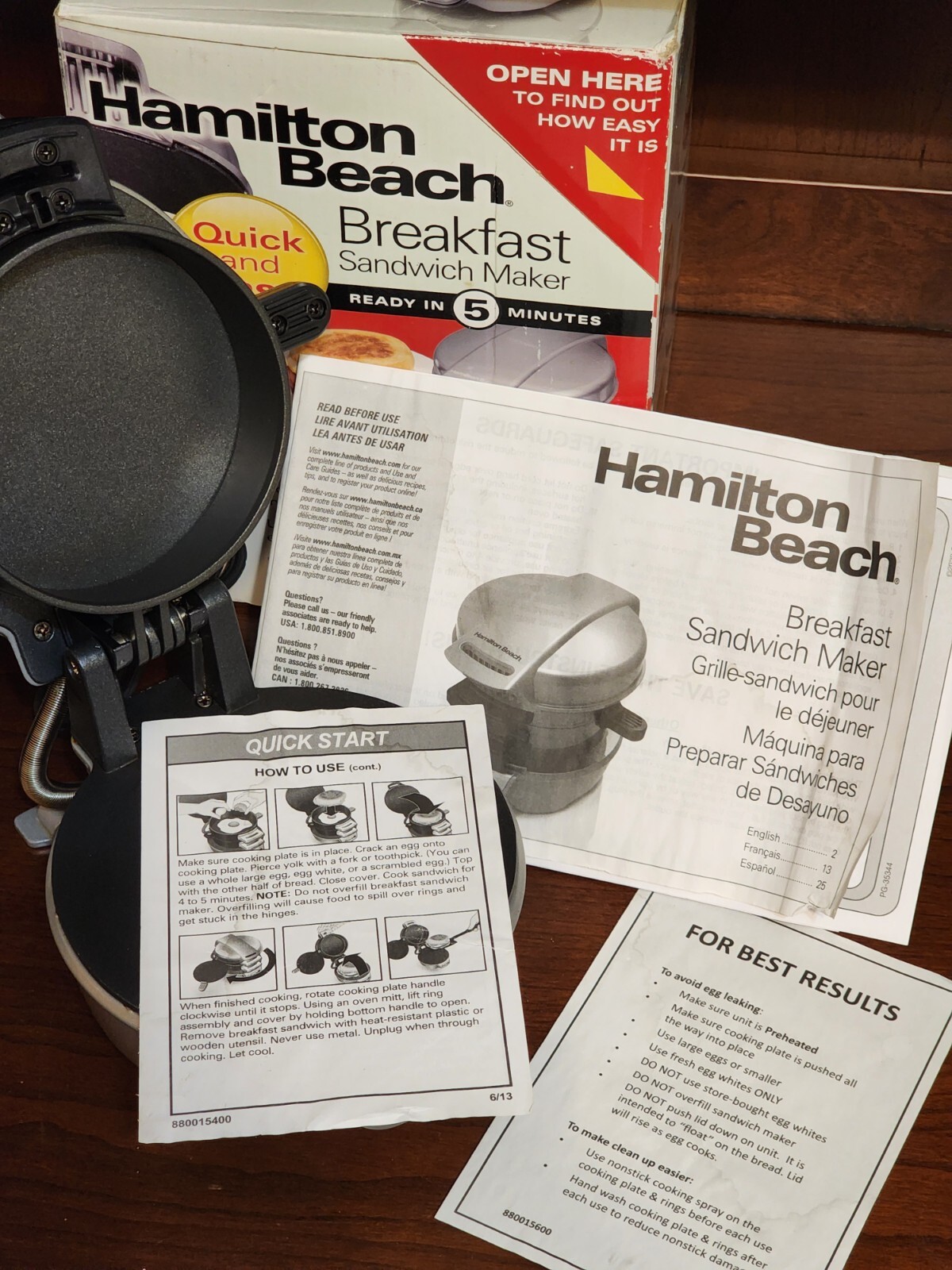 Hamilton Beach Breakfast Sandwich Maker 25475 Silver – EUC – THE ORIGINAL!!!