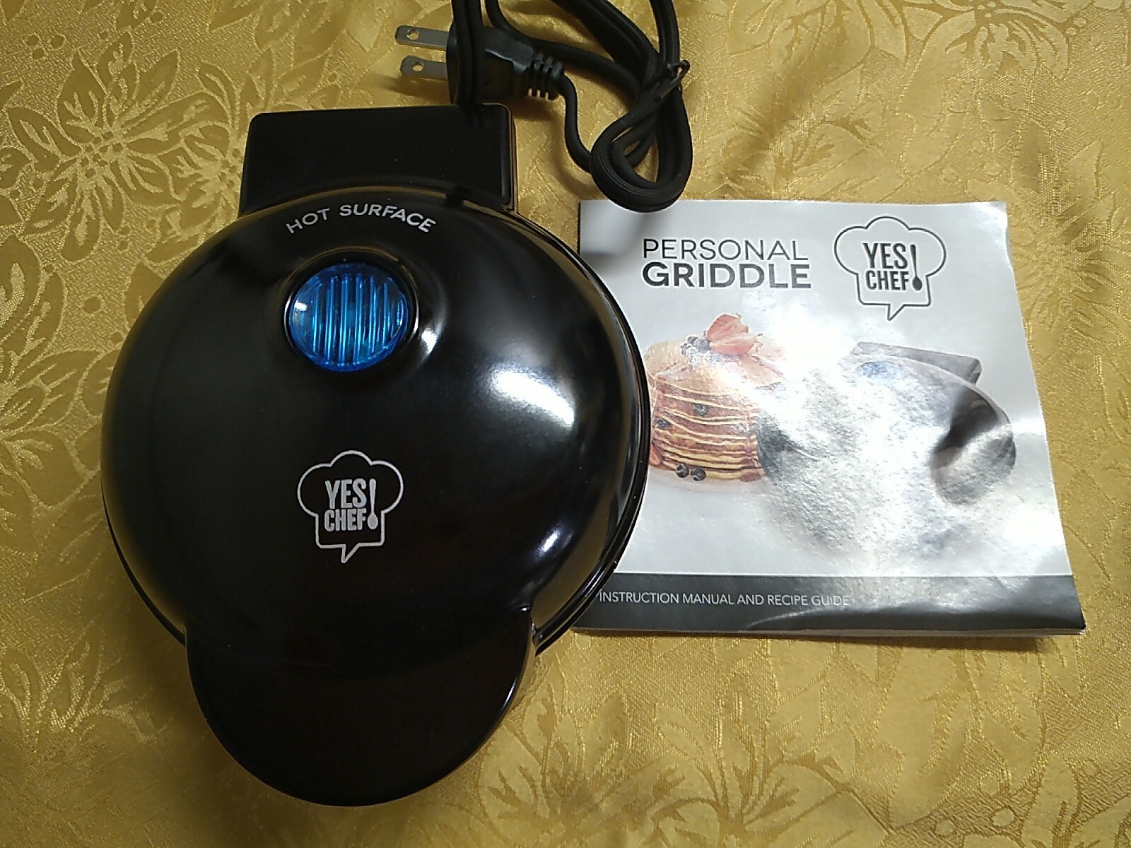 Yes Chef! Mini Personal Griddle Black NEW In Open Box