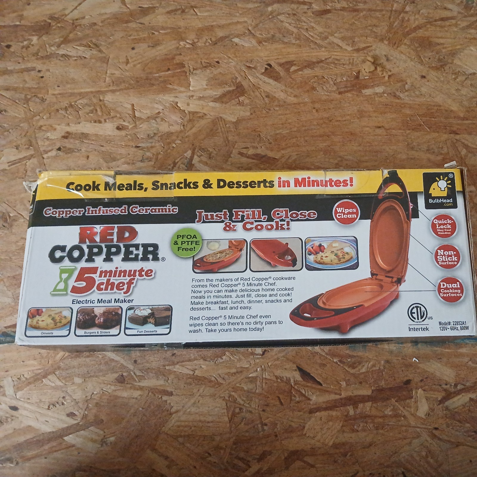 Copper Red 5 Minute Chef Electric Cooker Ceramic Nonstick Omelet Snack Maker