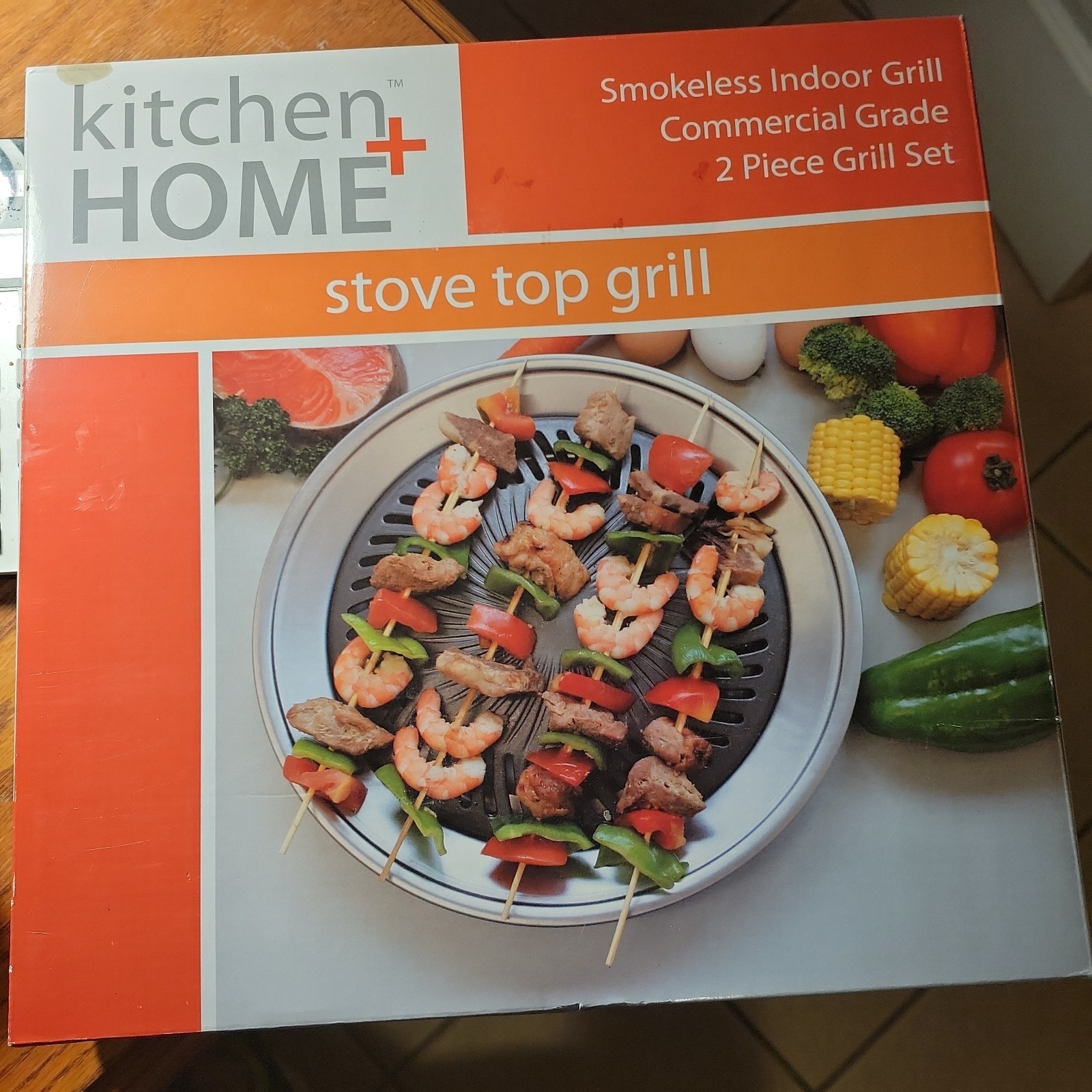 Kitchen + Home Stove Top Smokeless Grill Indoor BBQ, Stainless Steel with Dou…