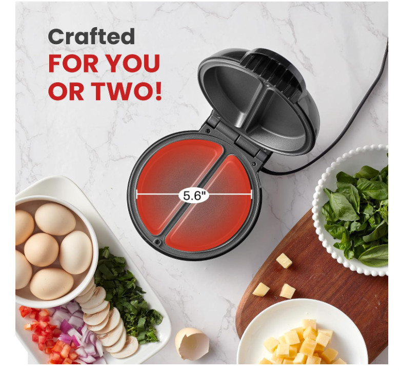 Omelet Maker Nonstick 5.6″ Dual Omelette Breakfast Snack Cooker Steel