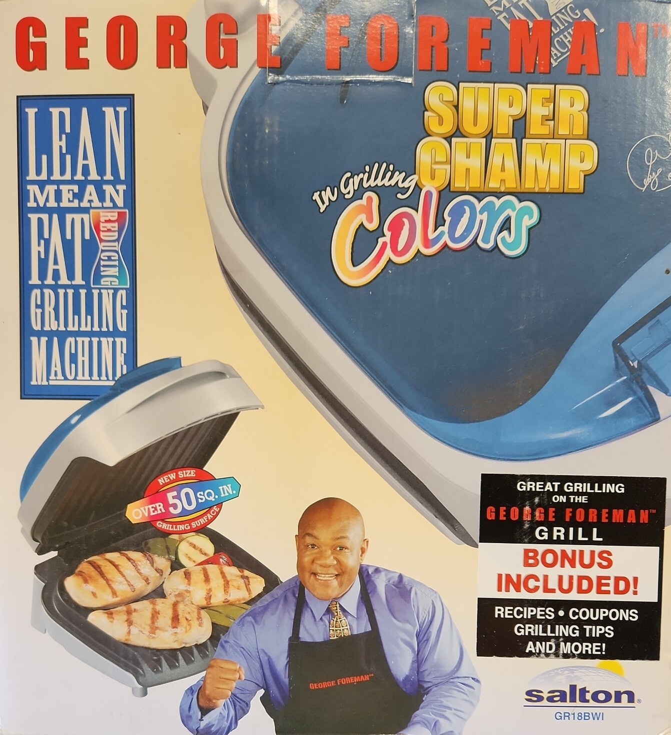 NOS George Foreman Super Champ Grill, in BLUE, GR187WI