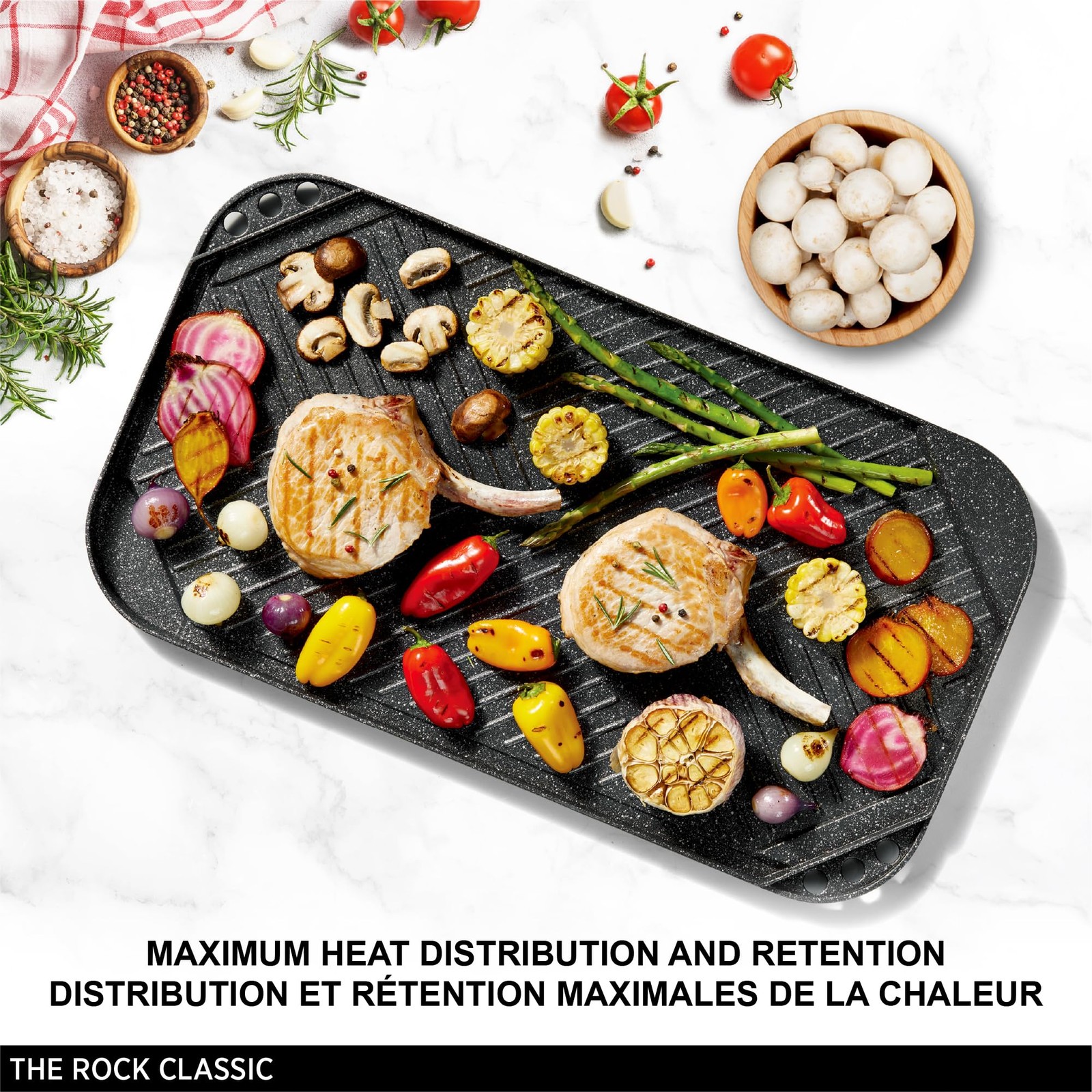 Starfrit The Rock 19.7 X 11 50X28Cm Non-Stick Reversible Grill Griddle –
