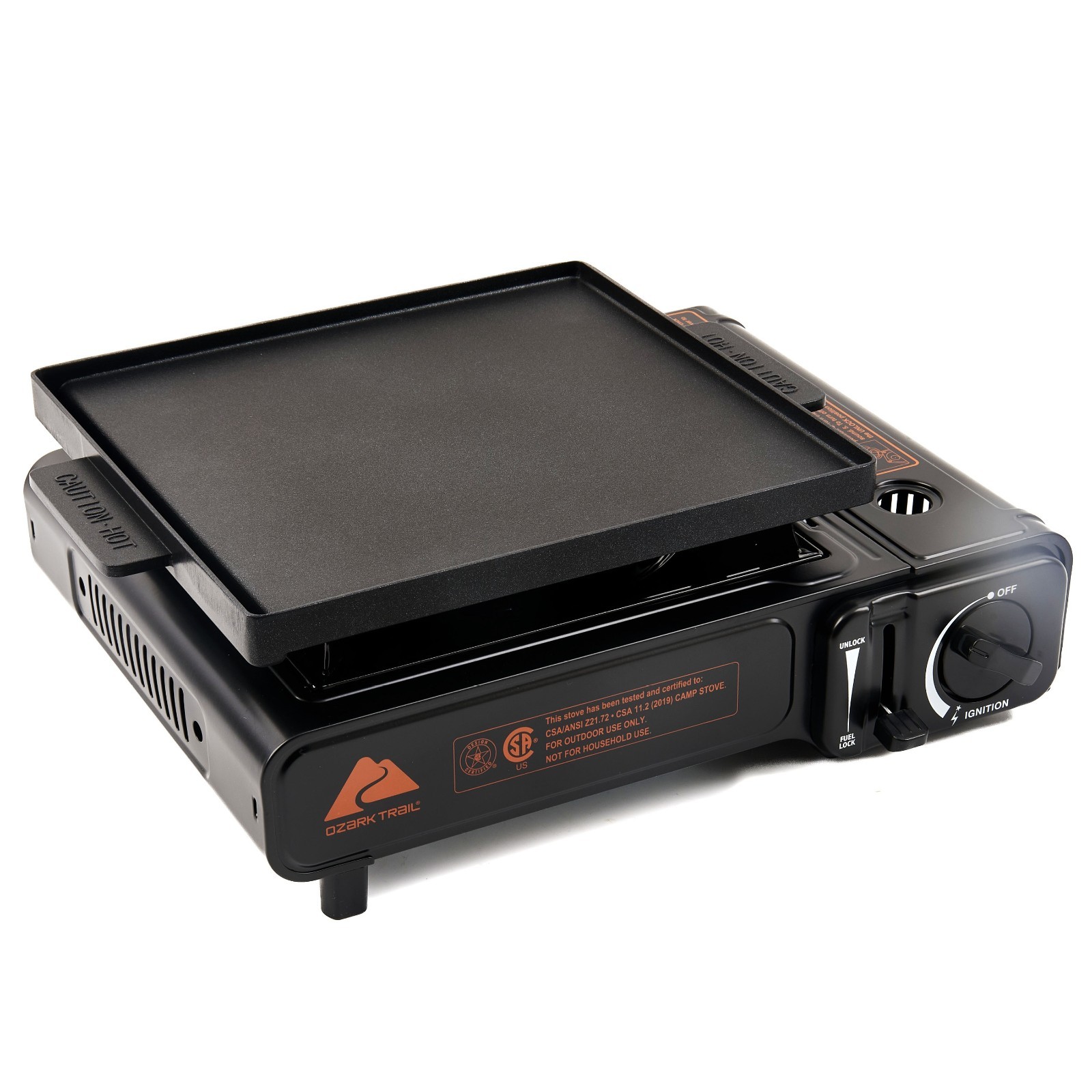 2-in-1 Butane Griddle, Black, 7,650 BTU, Piezo-Electric 2.2kW, Outdoor Cooking