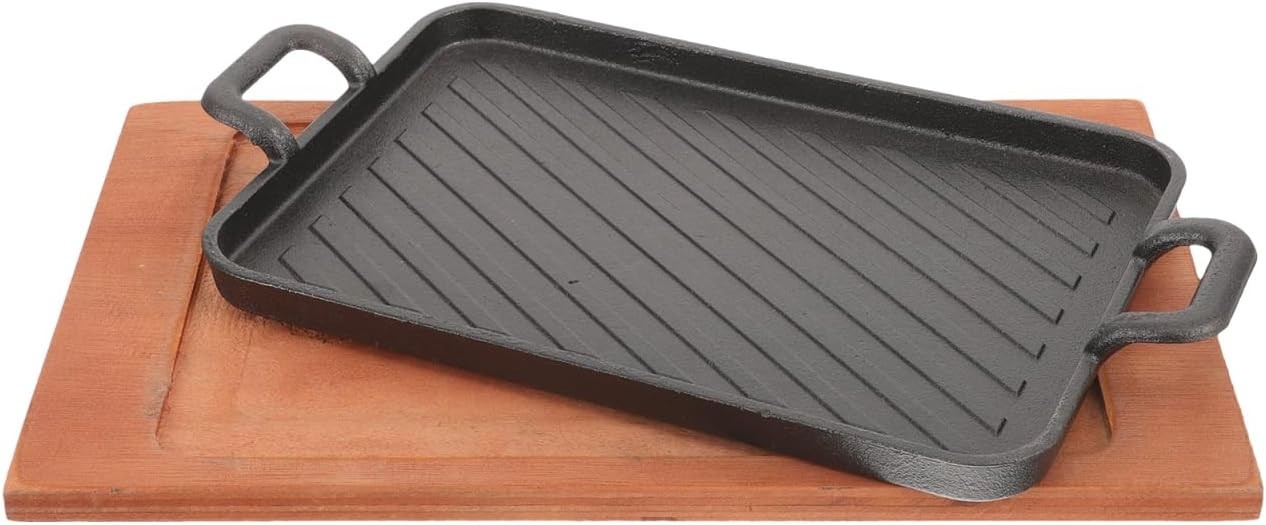 Yardwe Thickened Teppanyaki Grill Pan 12.20 x 7.48″ Cast Iron Griddle Plate