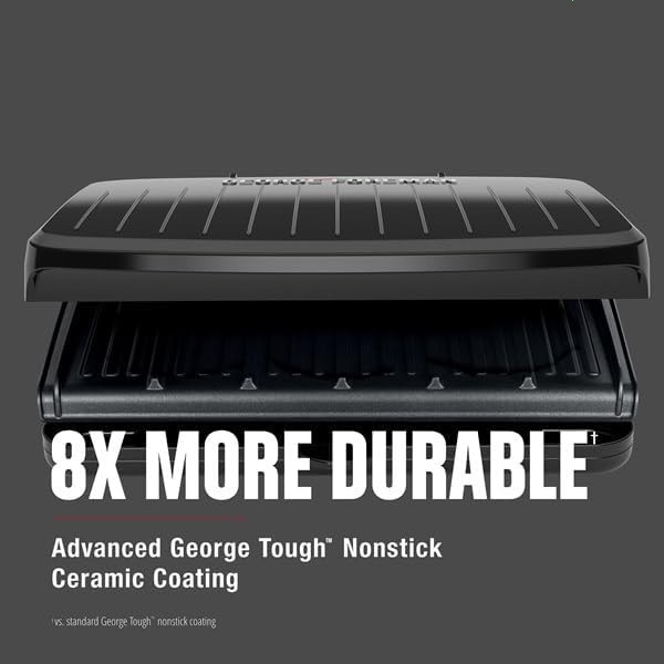 George Foreman Family-Size Grill & Panini Press, Nonstick Ceramic Coating, Fat-R