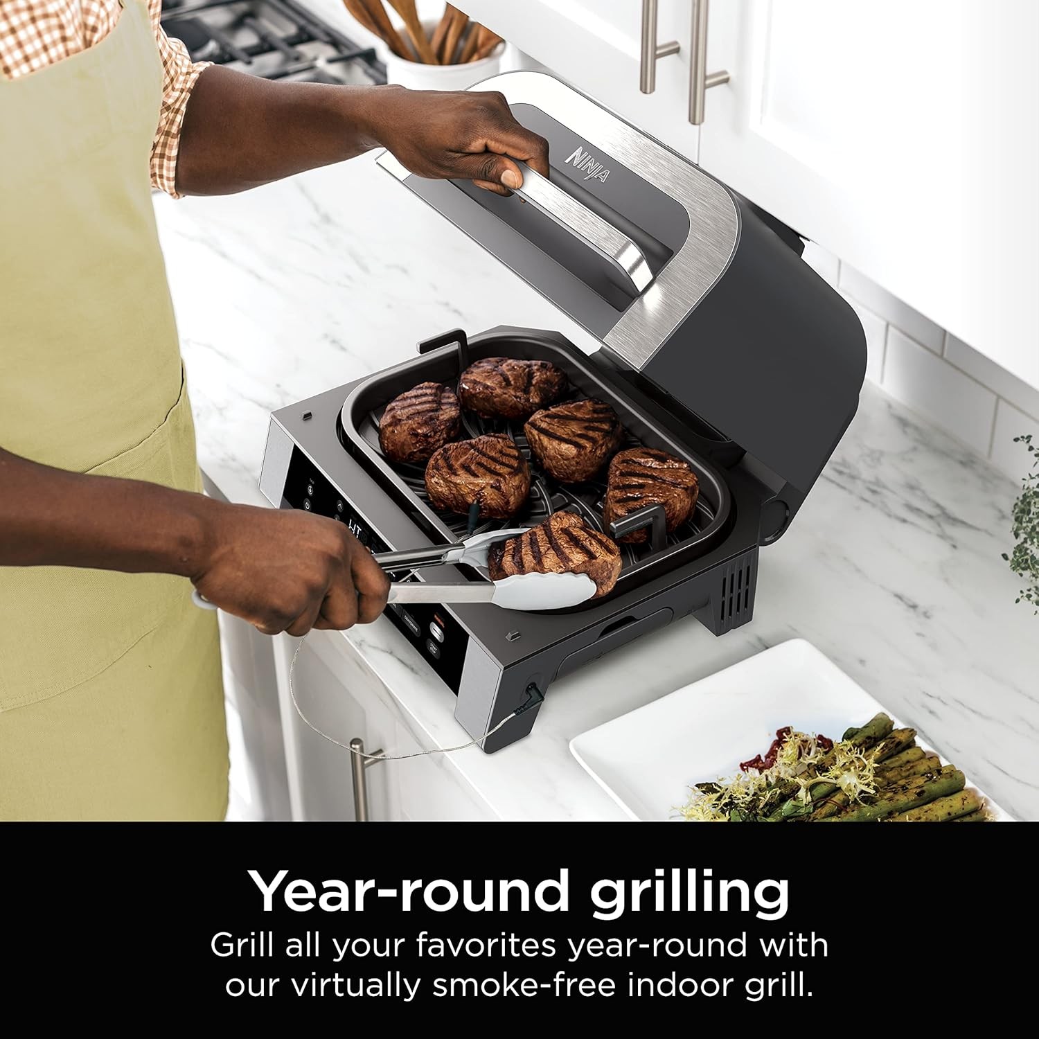 Ninja DG551 Foodi Smart XL 1760W 6-in-1 Indoor Grill Machine – Black/Silver