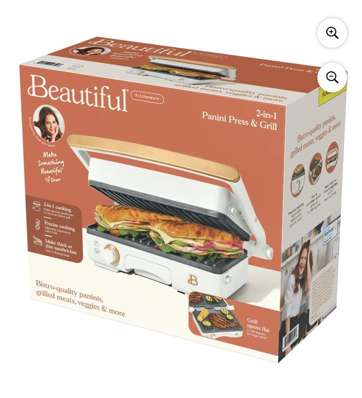 Made By Gather Beautiful 2-in-1 Panini Press & Grill with Detachable Plates,