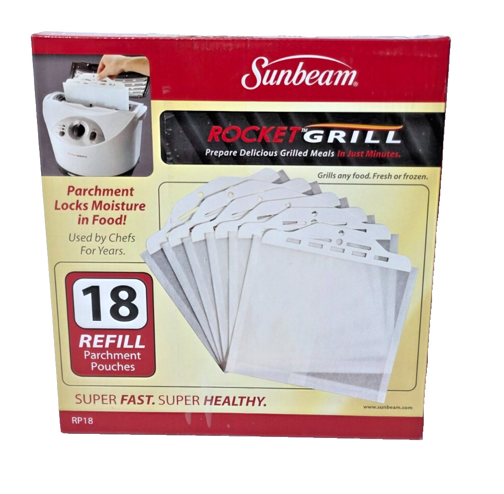 New Sunbeam Rocket Grill Refill 18 Parchment Pouches RP18