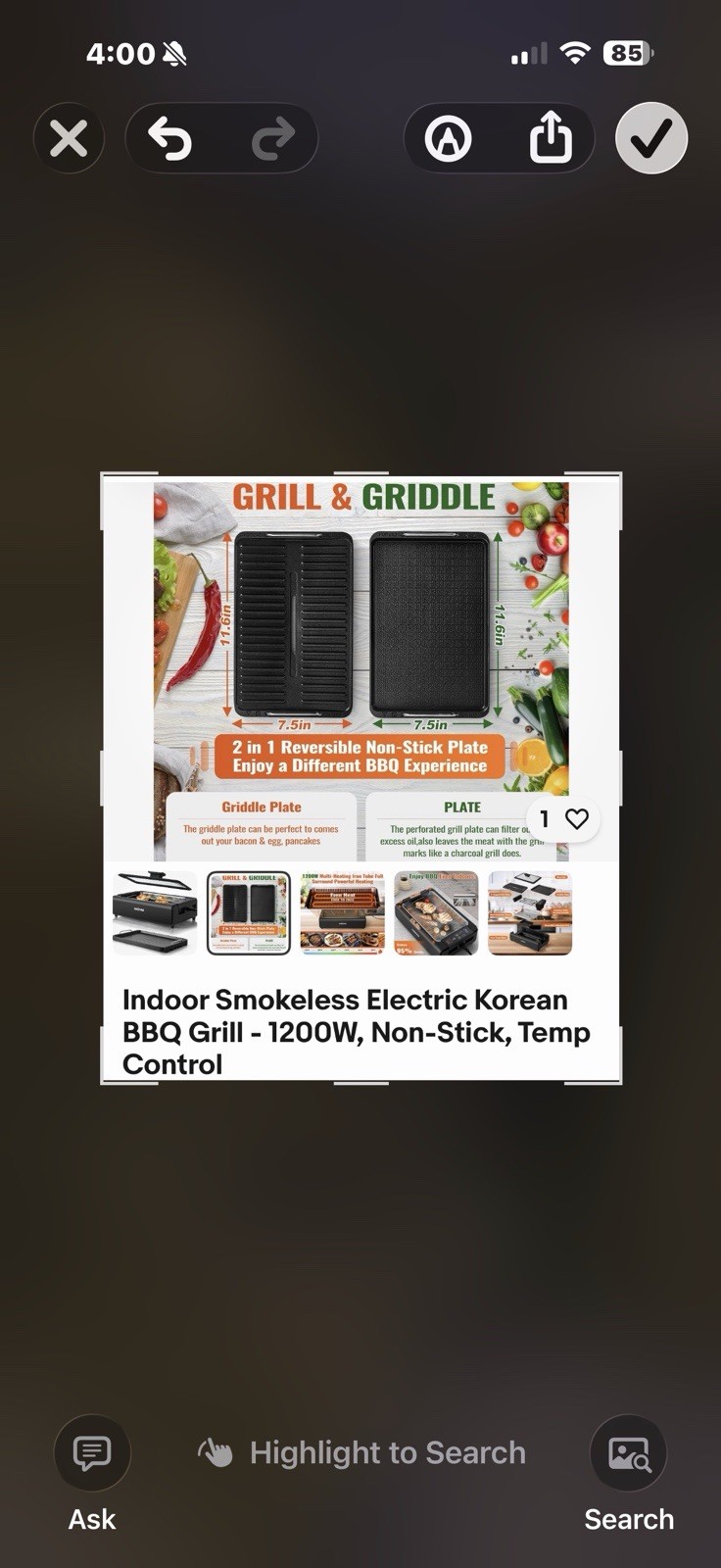 Indoor Smokeless Electric Korean BBQ Grill – 1200W, Non-Stick, Temp Control
