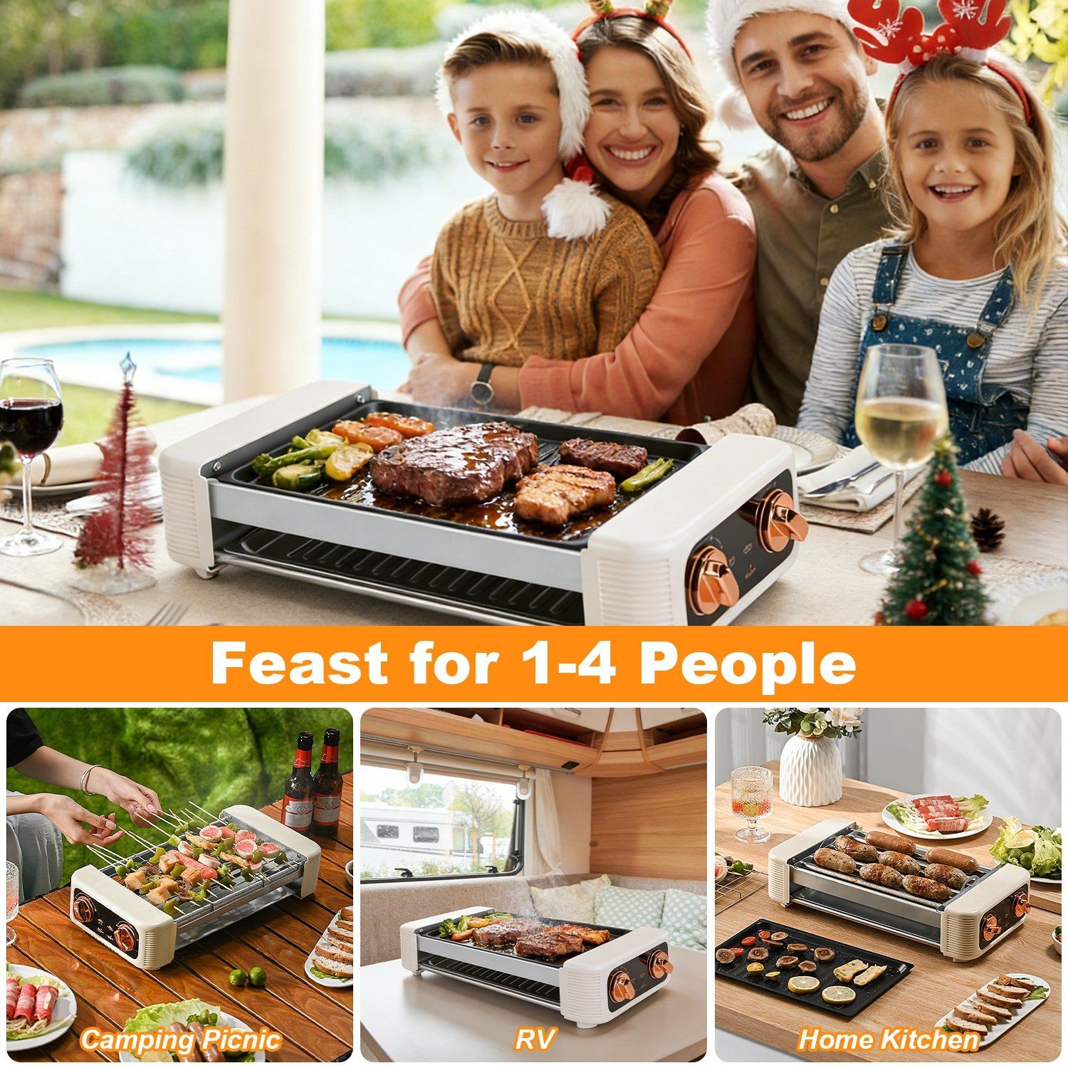 3-in-1 Electric Hot Dog Roller & Grill Machine – Smokeless Indoor/Outdoor