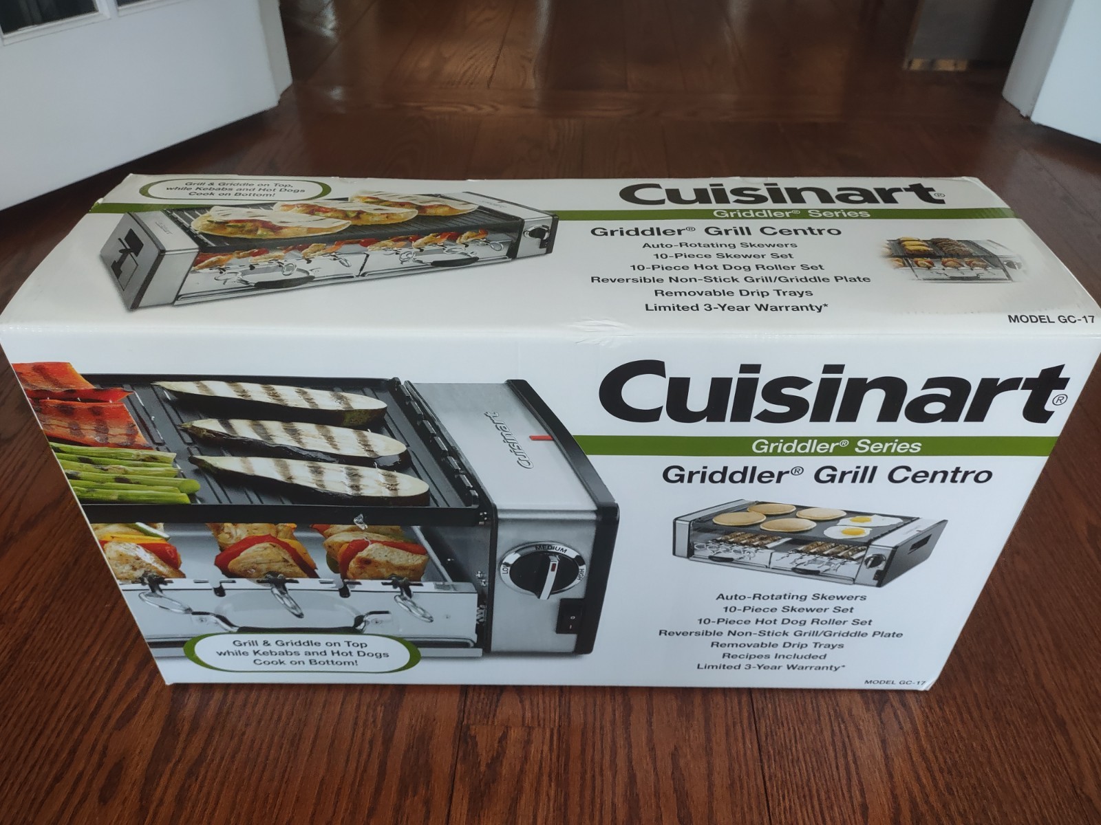 Cuisinart GC 17 Griddler Grill Centro 2 Tier Griddle Hot Dog Roller Skewers